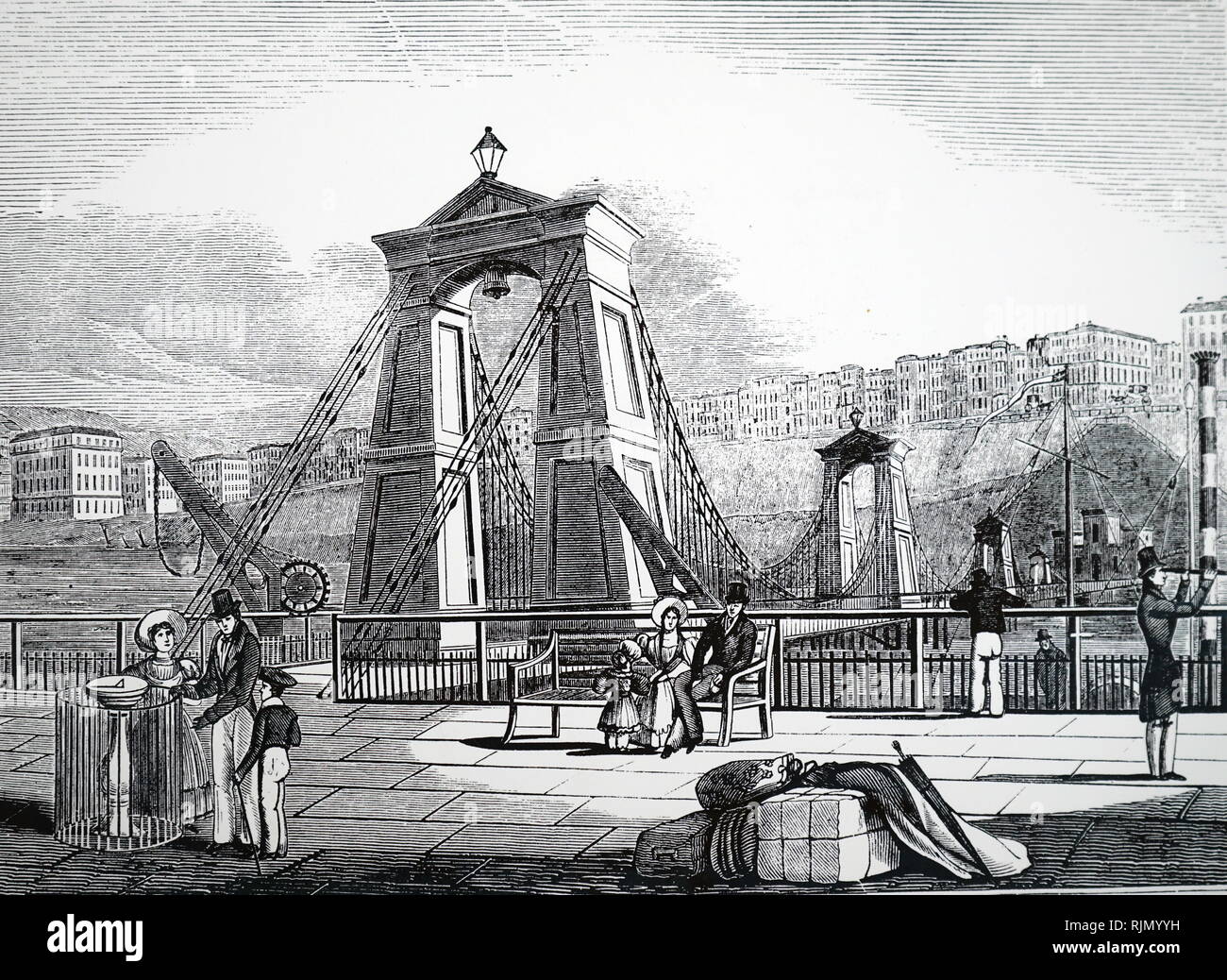 Chaîne d'Illustration montrant une jetée à Brighton, Angleterre (1823). Conçu par Samuel Brown , R.N. (1774-1852) à l'aide de sa conception de la chaîne de télévision lien. Banque D'Images
