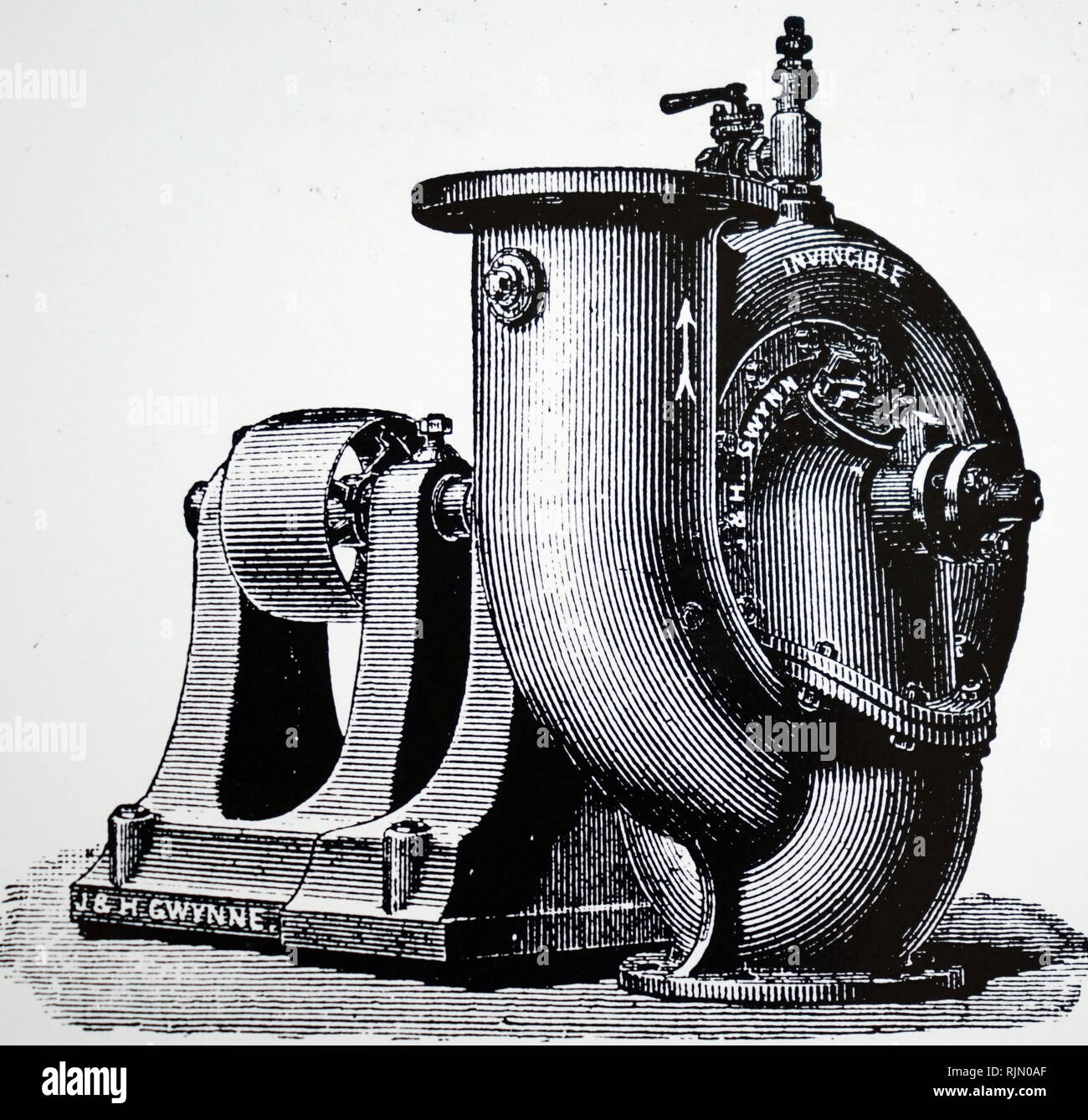 Illustration par une pompe centrifuge de J. & H. Gwynne, 75015 Iron Works, Londres. 1890 Banque D'Images