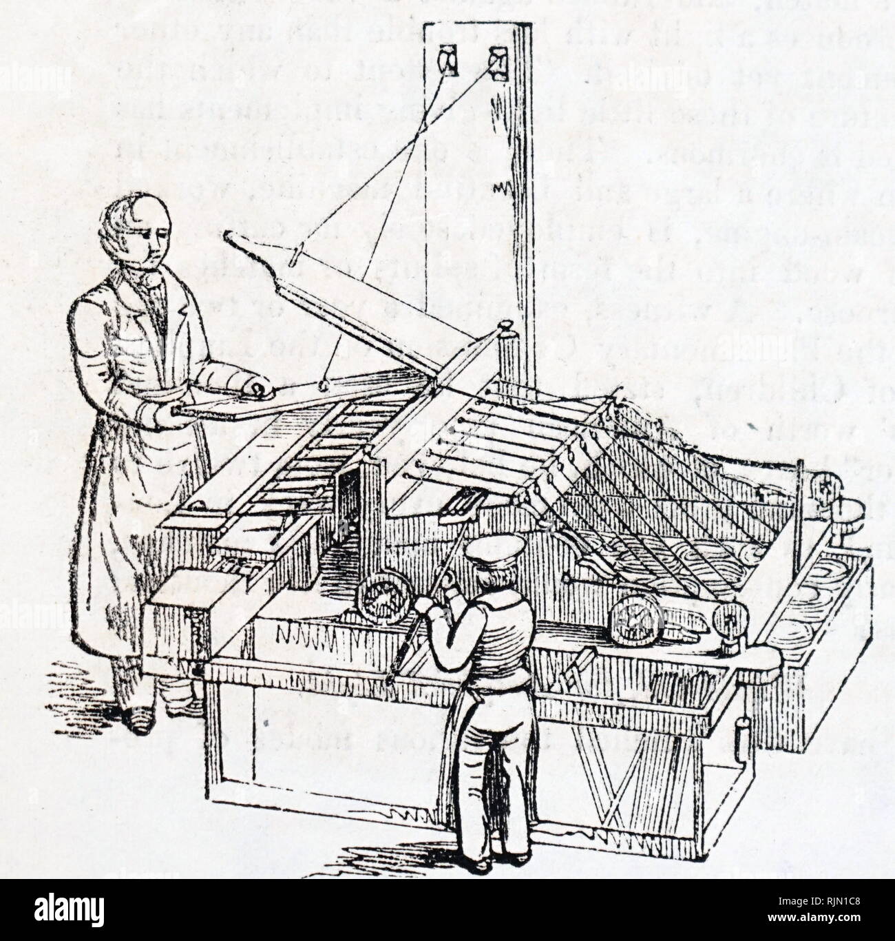 Illustration de la machine pour la coupe mèches pour bougies dip. 1842 Banque D'Images