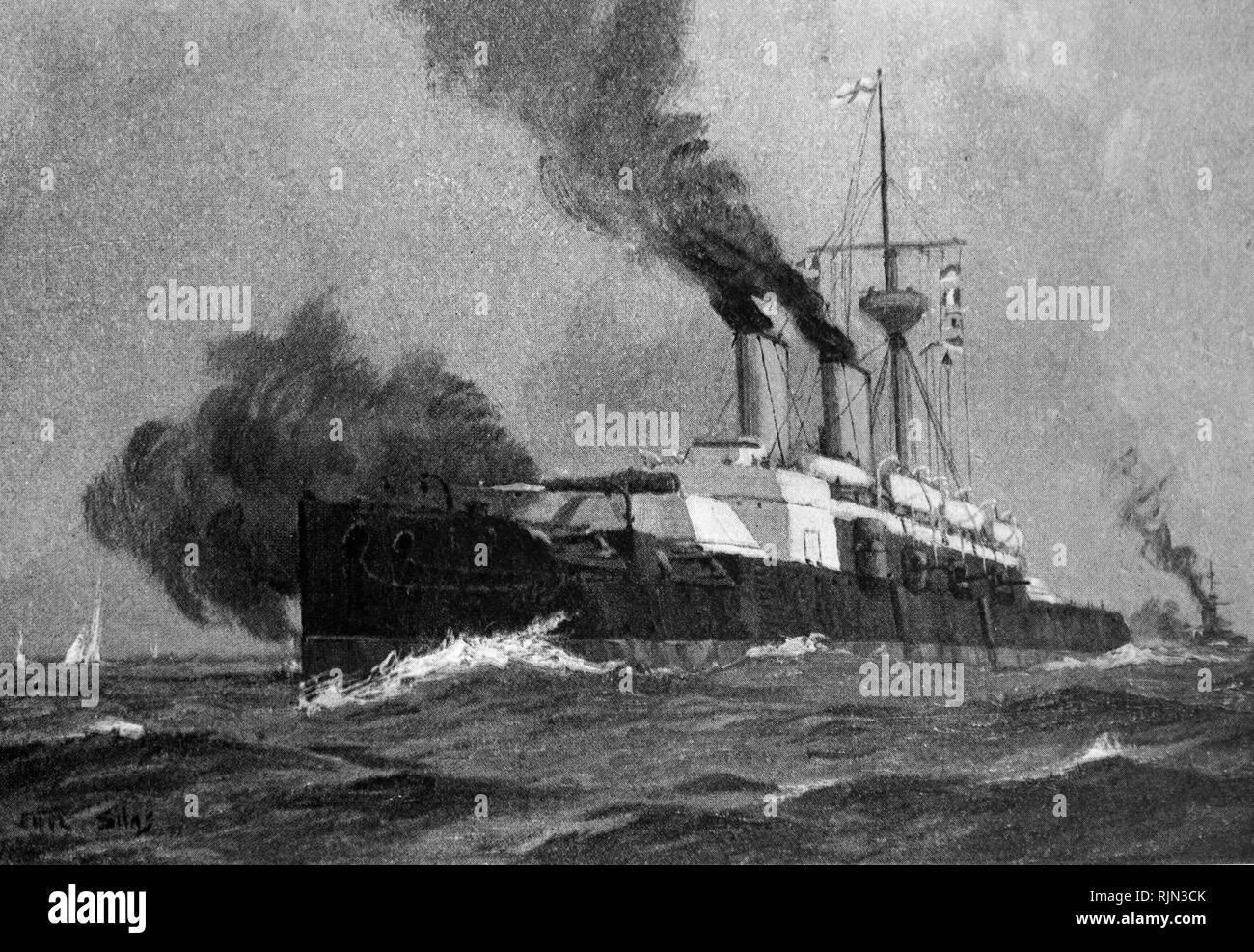 Illustration montrant la Royal Navy 'navire' Benbow un cuirassé navire de guerre. 1885 Banque D'Images