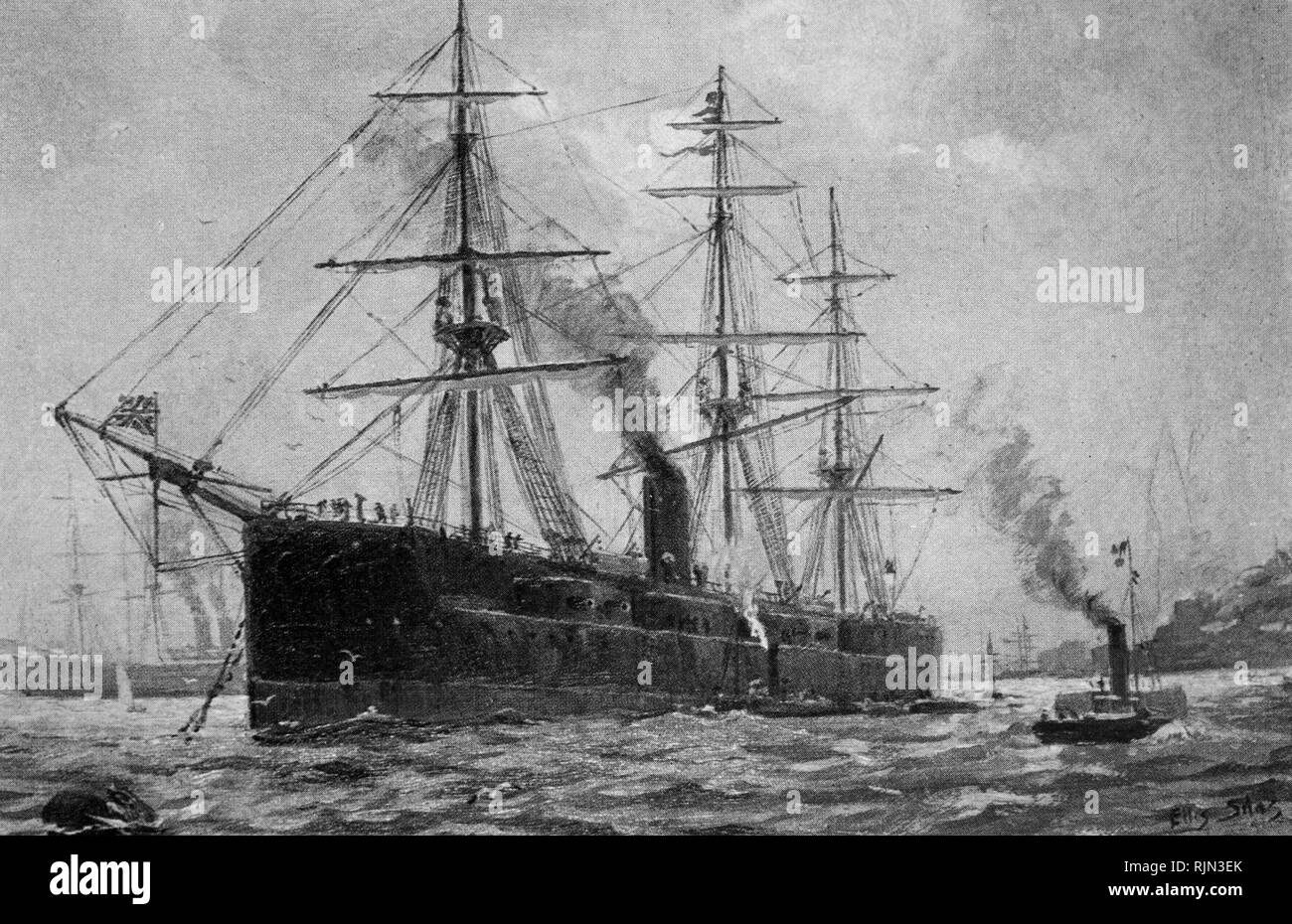 Illustration montrant la Royal Navy navire 'Le monarque' un cuirassé à tourelle 1869 Banque D'Images