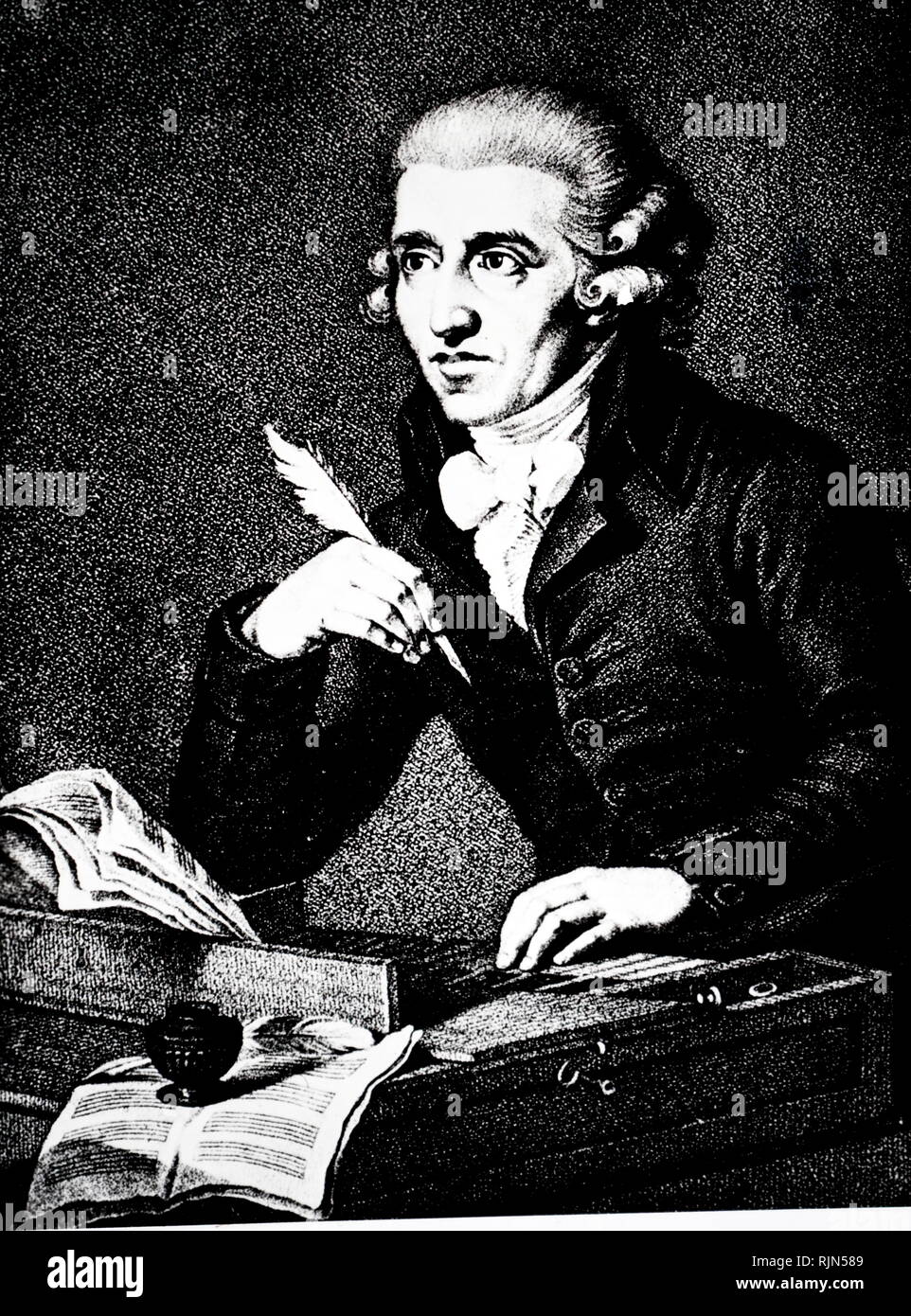 Illustration de Joseph Haydn (1732 - 1809), compositeur autrichien de la période classique. Il a joué un rôle déterminant dans le développement de la musique de chambre tels que le trio pour piano. Banque D'Images