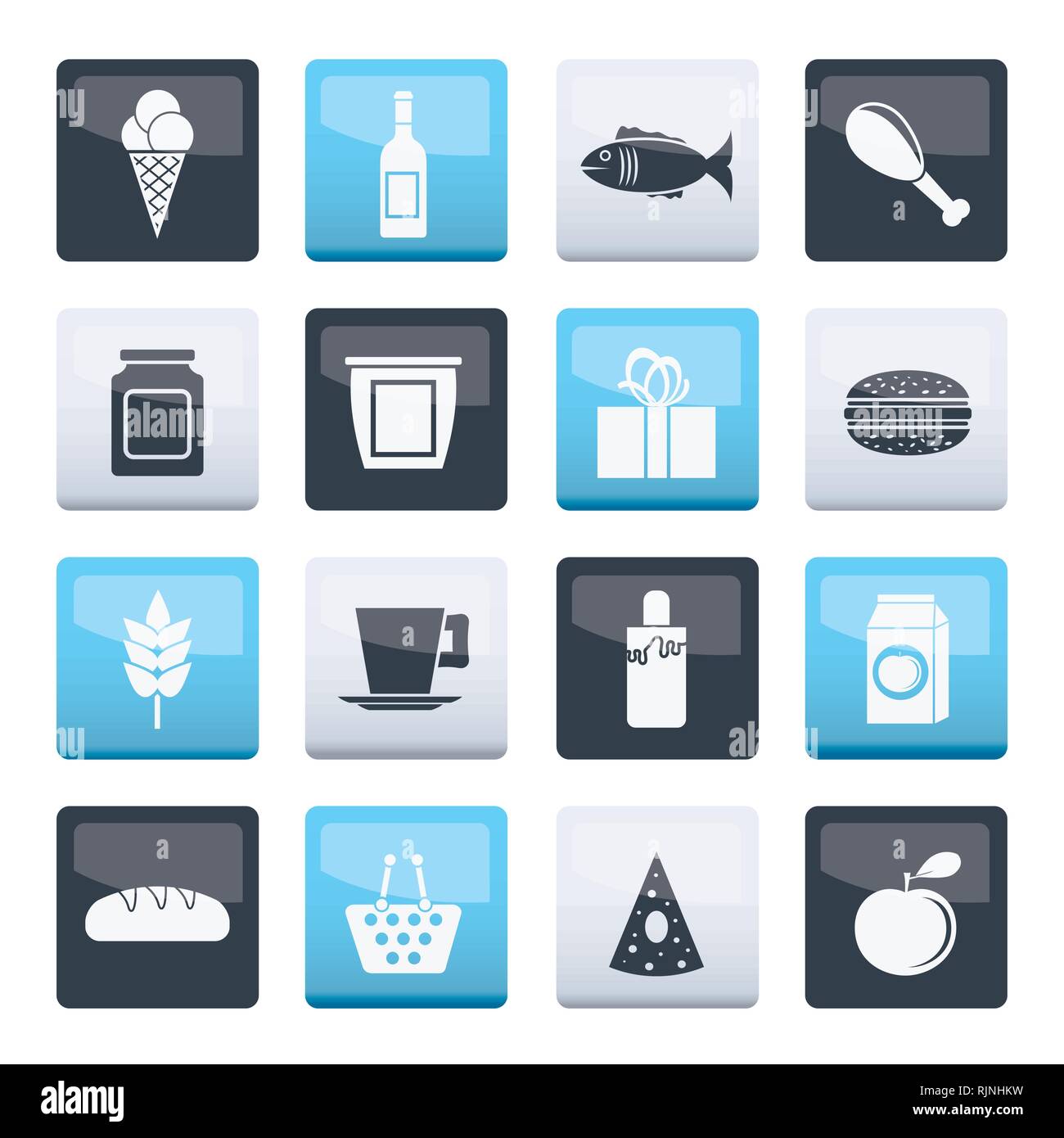 Boutique, nourriture et boissons sur les icônes fond couleur- vector icon set Illustration de Vecteur