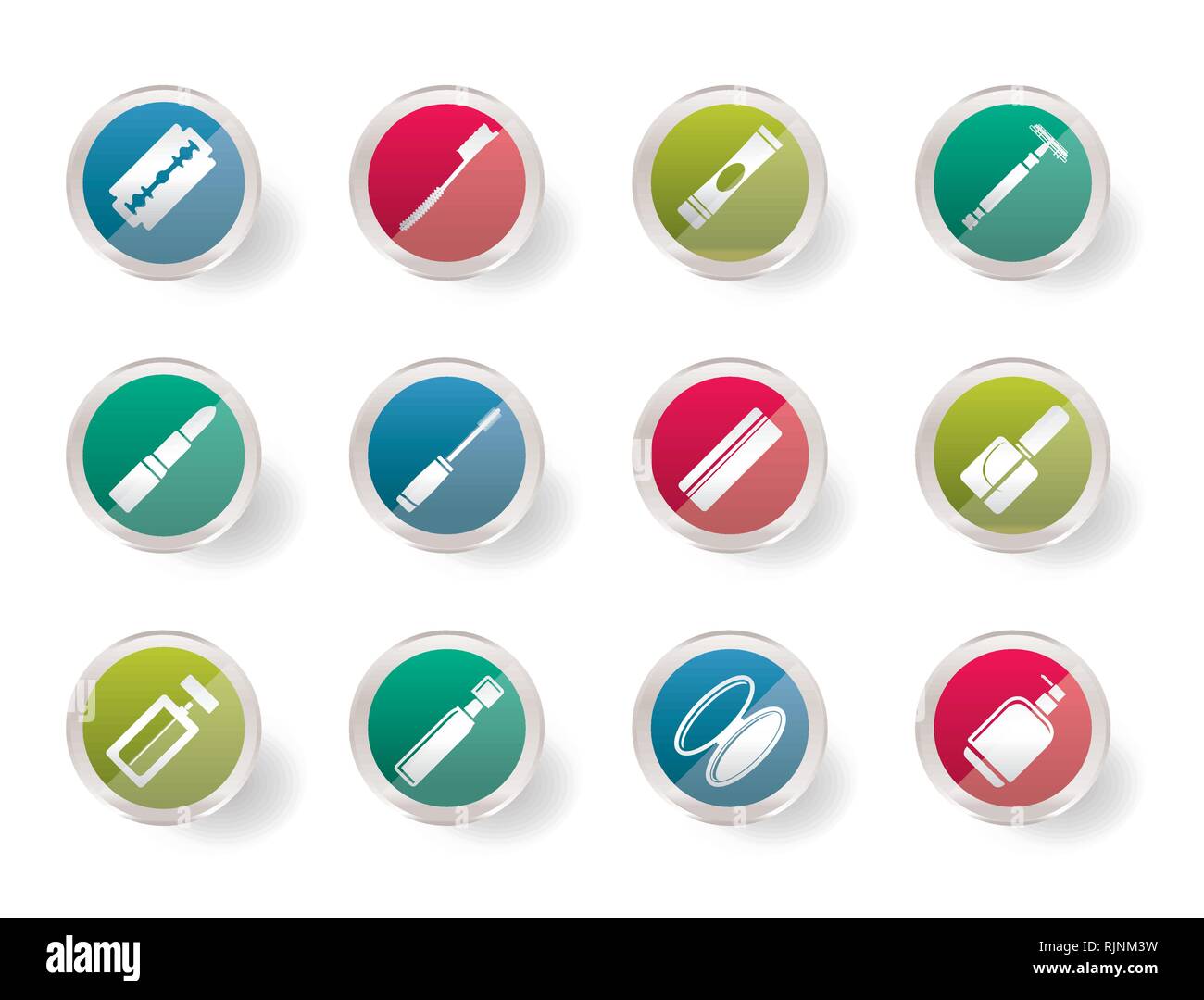 Make-up jeu d'icônes, icônes de santé et de beauté sur fond de couleur- Vector Icon Set Illustration de Vecteur