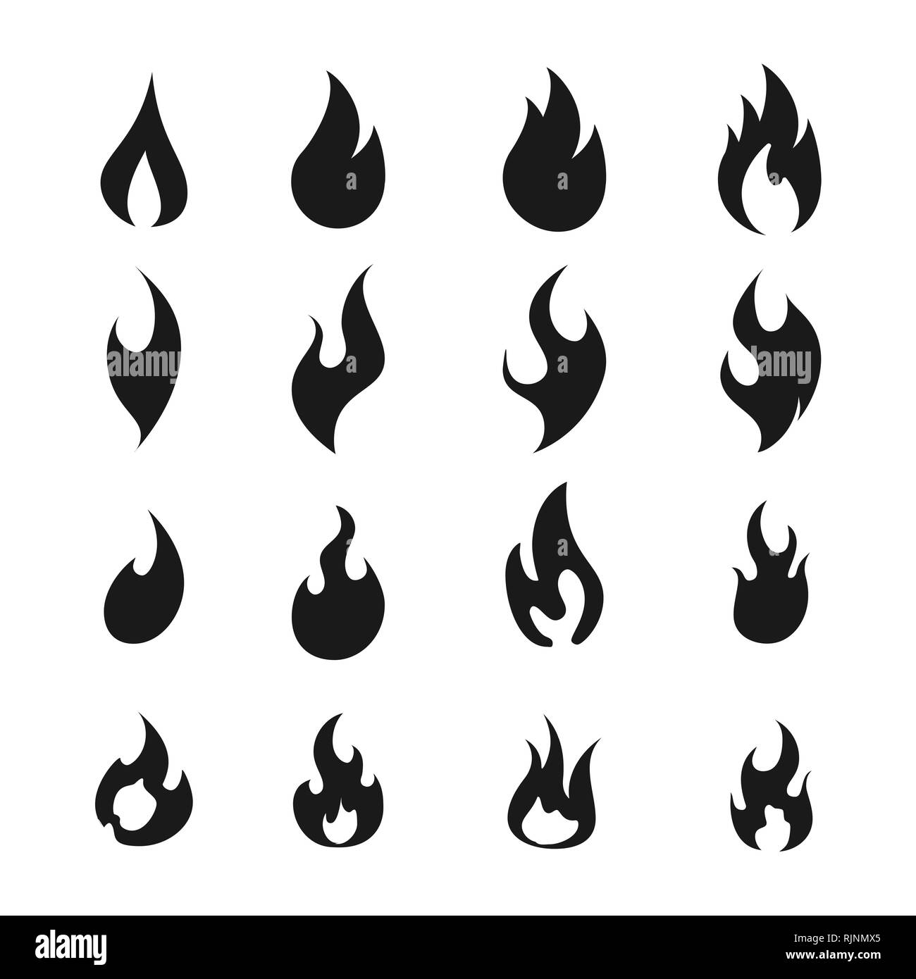 Logo feu flamme icon set de 16 ans Illustration de Vecteur