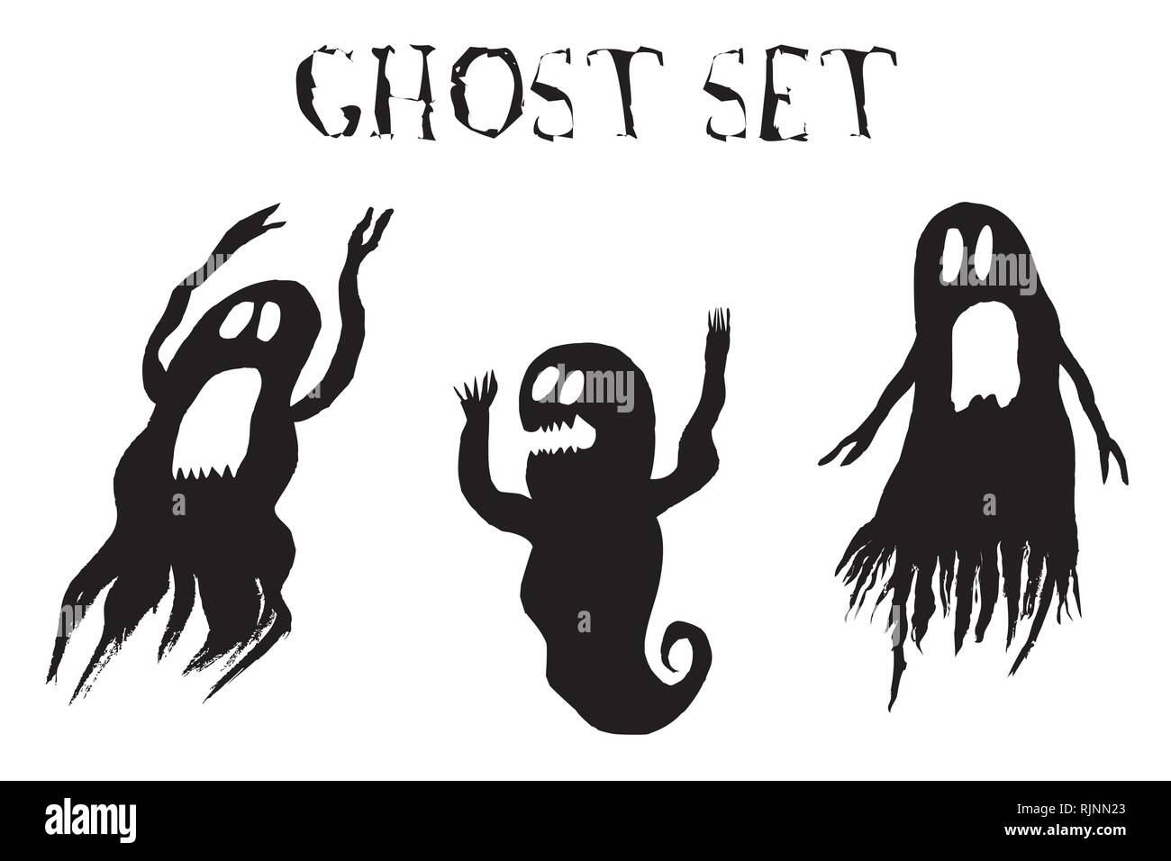 Scary Ghost set, isolé sur fond blanc Illustration de Vecteur