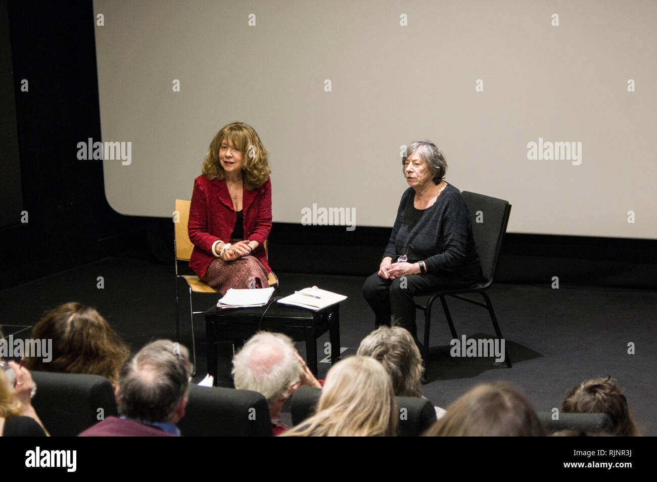 Parlez à accompagner la projection de Marylin Monroe's Niagara en Université de Birkbeck cinema, comité composé de Laura Mulvey et Jacqueline Rose Banque D'Images