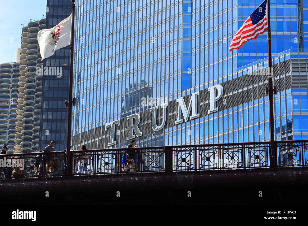 Un fermé l'avis du Trump International Hotel & Tower Chicago.Chicago. L'Illinois. USA Banque D'Images