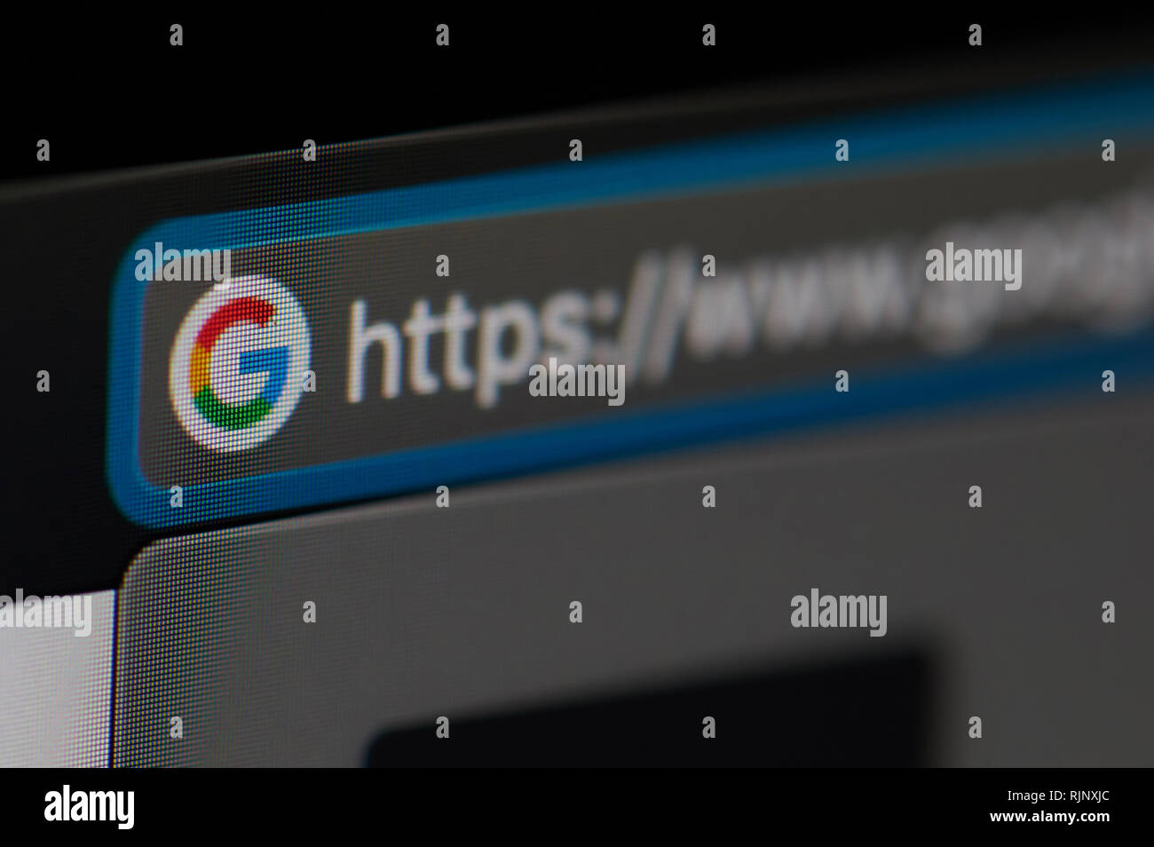 New York, USA - 6 février 2019 : l'icône de Google sur la page web officielle sur l'écran de l'appareil pixelisées vue rapprochée Banque D'Images