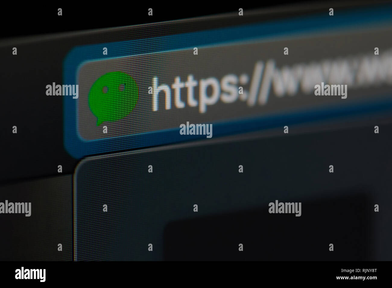 New York, USA - 6 février 2019 : Wechat icône sur la page web officielle sur l'écran de l'appareil pixelisées vue rapprochée Banque D'Images