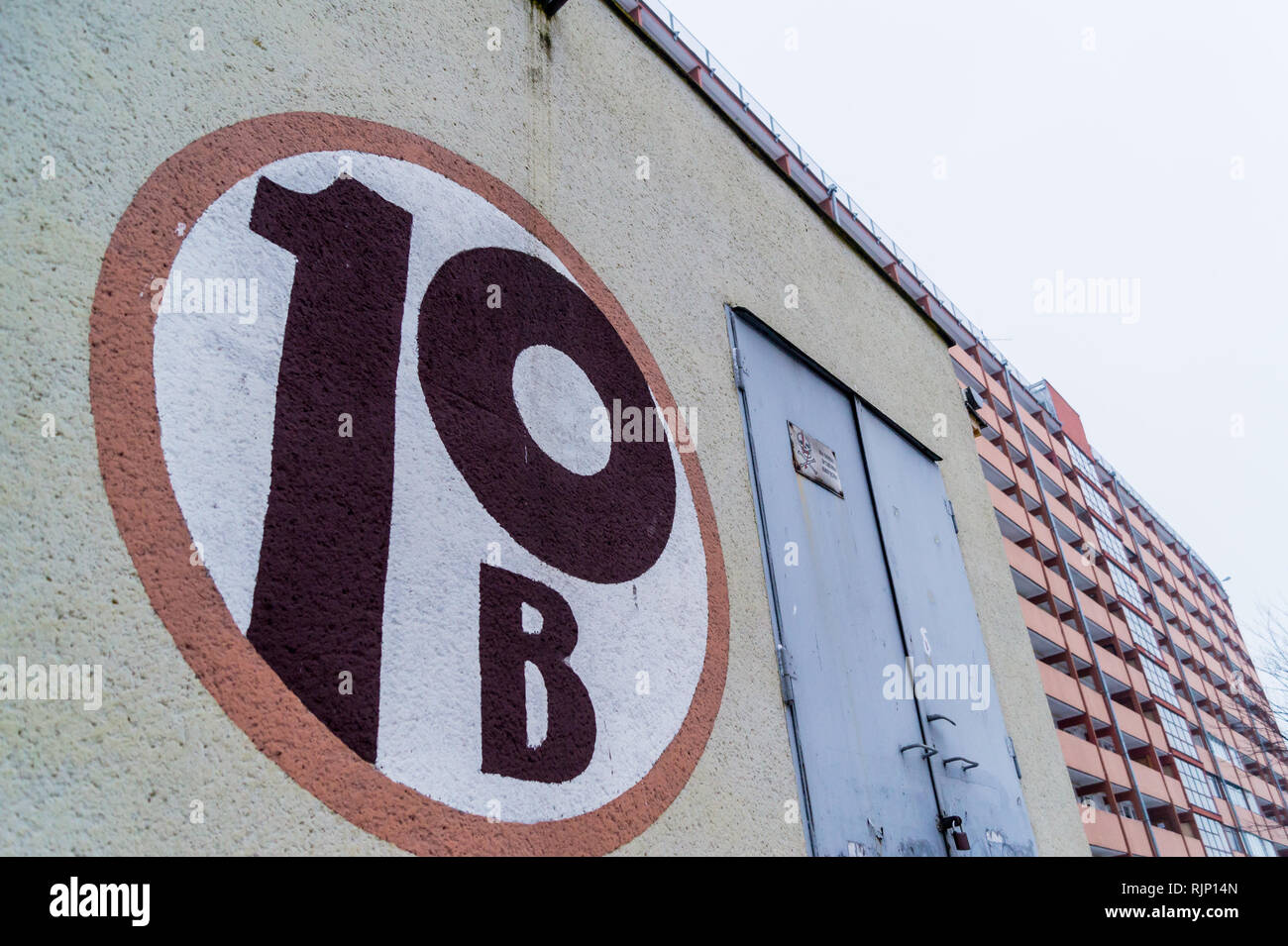 Falowiec (vague) bloc appartement brutaliste, plus grand au monde, vers 1970, Ulica Obrońców Wybrzeża, Gdańsk, Pologne Banque D'Images