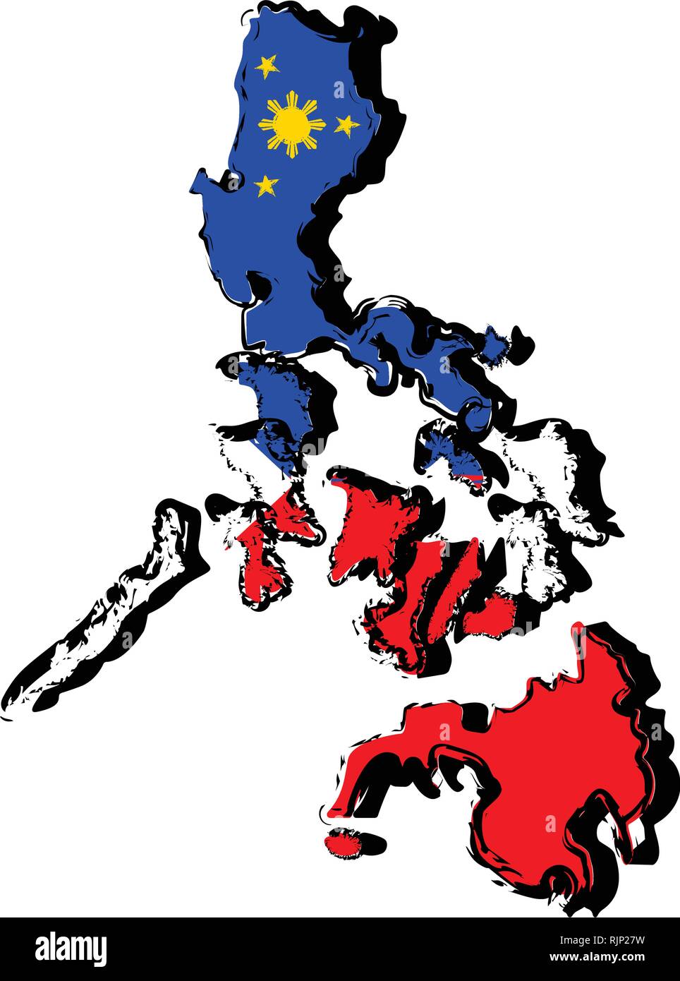 Carte des Philippines avec drapeau Illustration de Vecteur