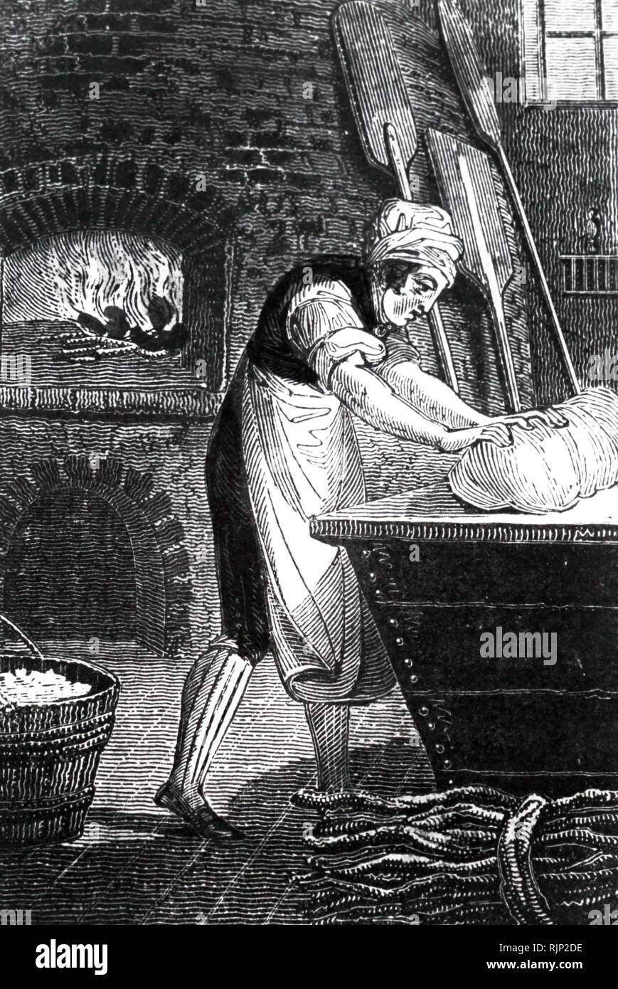 Une gravure représentant un boulanger. En date du 19e siècle Banque D'Images