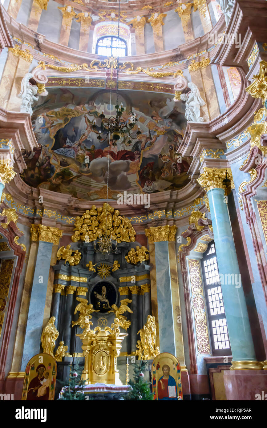 Chapelle de style baroque orné très entière au sein de l'greckokatolicka Katedra pw. Św. Wincentego je św. Jakuba (cathédrale catholique grecque de Saint Winceslas Sating et James), Wroclaw, Wroclaw, Wroklaw, Pologne Banque D'Images