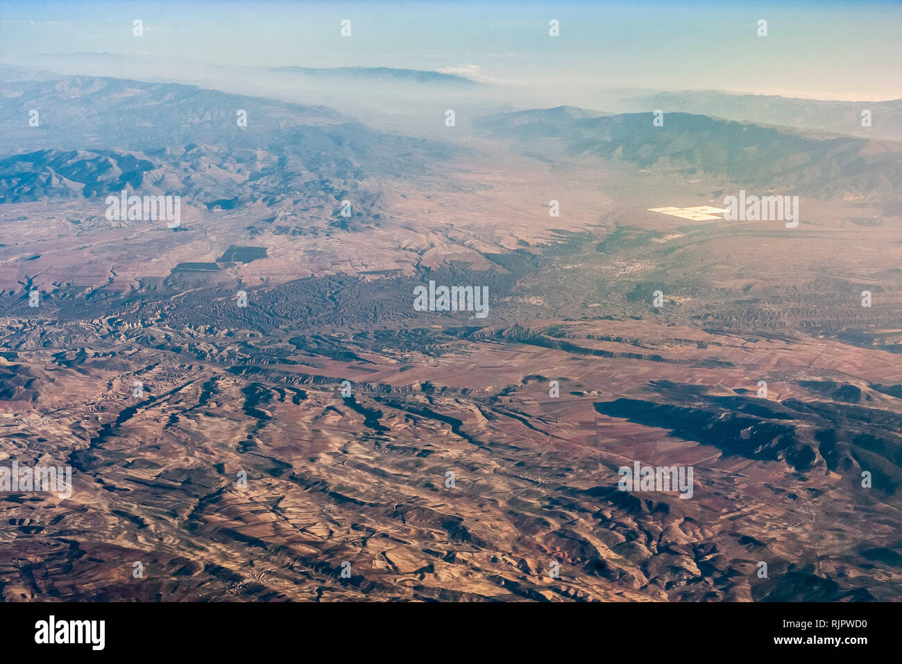 Paysage de montagne, vue aérienne, Rif, Maroc Banque D'Images