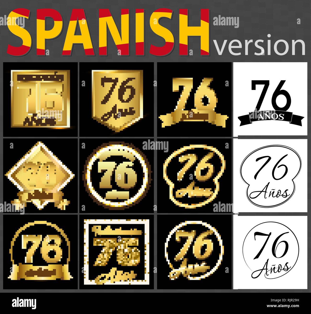 Numero De Serie De Soixante Six Ans 76 Ans Celebration Du Design Anniversaire Nombre D Elements De Modele Pour Votre Fete D Anniversaire Traduit De L E Image Vectorielle Stock Alamy