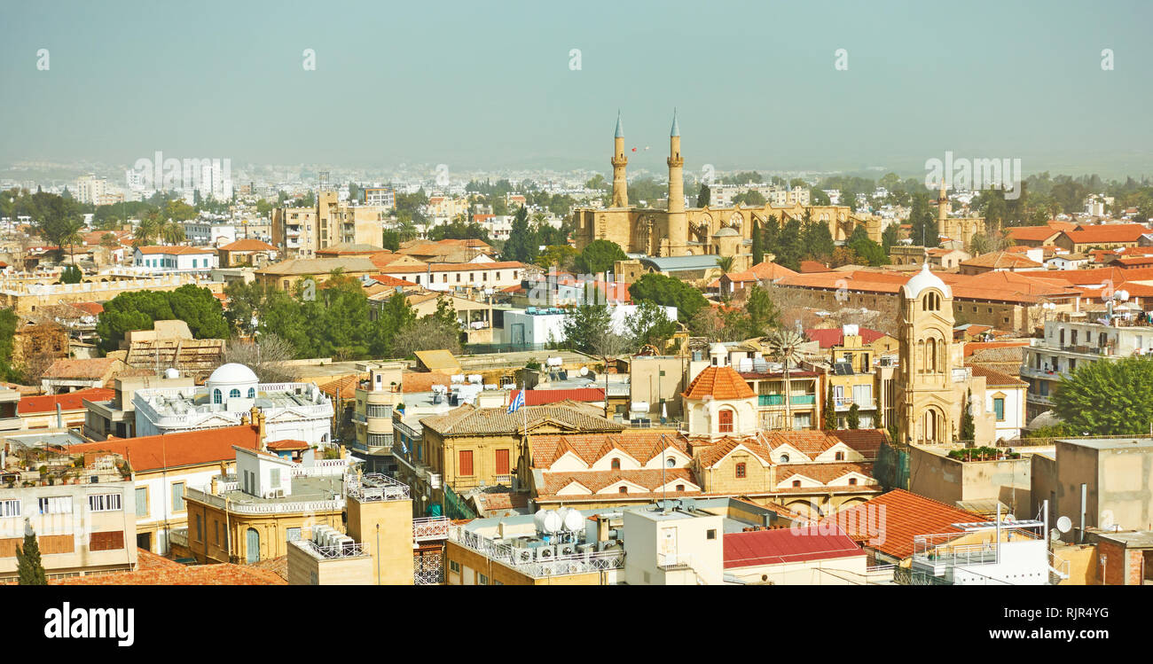 Panorama des parties grecque et turque de Nicosie. Chypre Banque D'Images