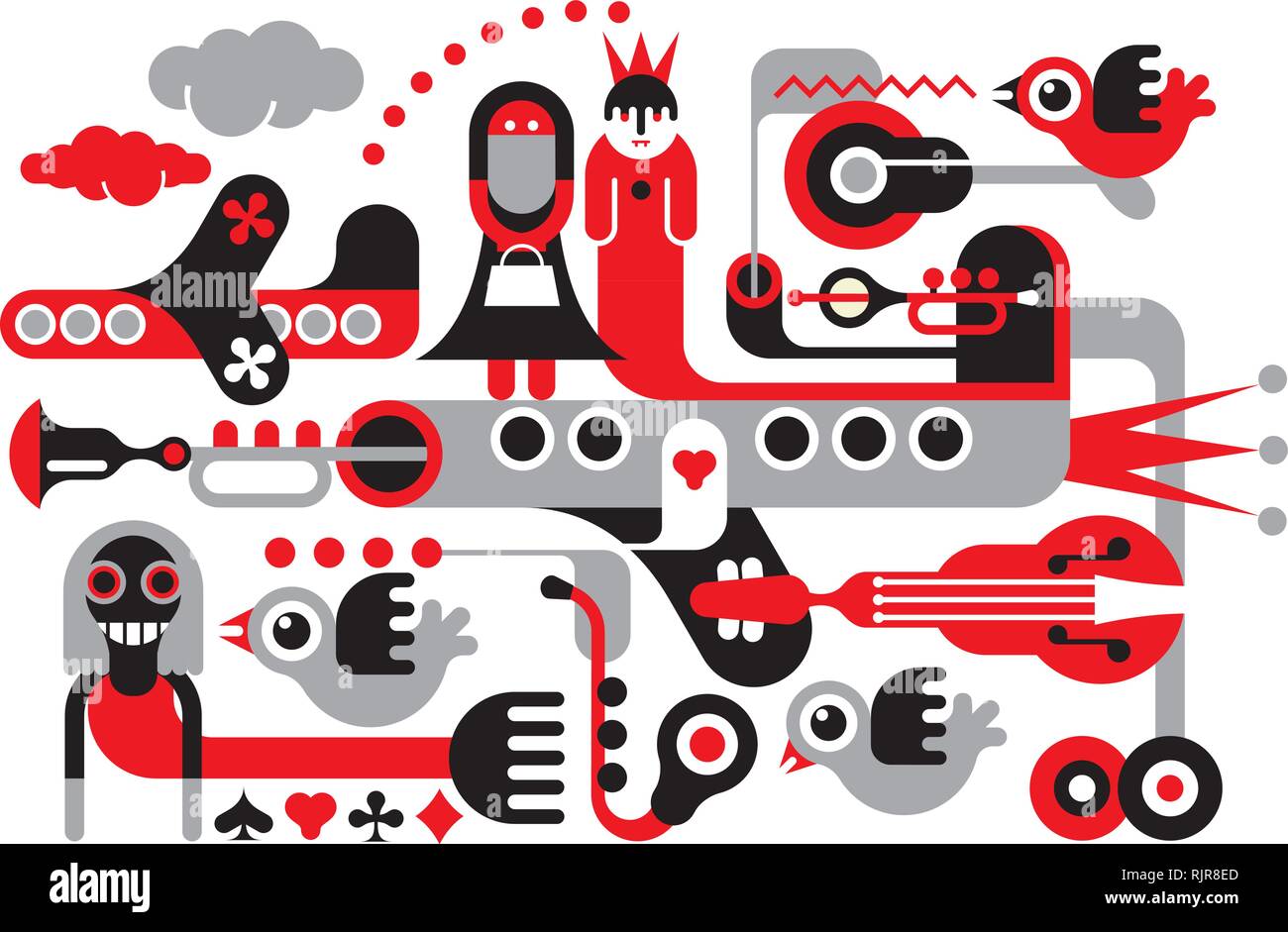 Illustration de l'art de Casino. Rouge, noir et gris sur fond blanc des éléments. Illustration de Vecteur