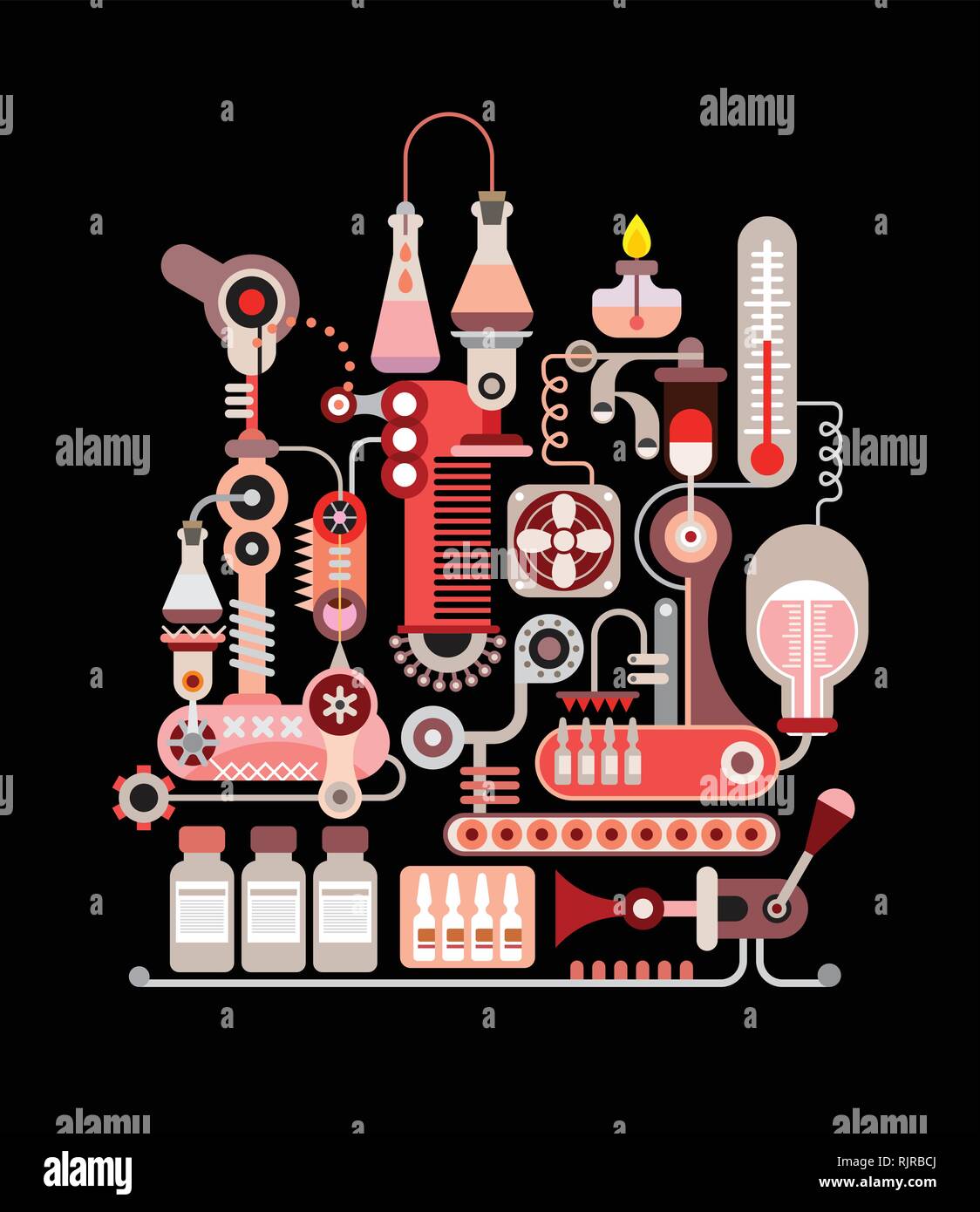Design graphique colorés isolé sur un fond noir d'illustration vectorielle du Laboratoire de recherche. Équipement de laboratoire médical. Illustration de Vecteur