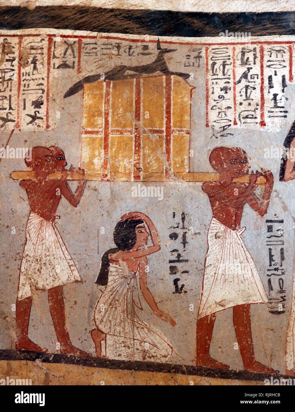 Peinture murale à l'intérieur de la tombe thébaine de Roy (TT255), à Dra Abou el-Naga. Il fait partie de la nécropole thébaine, située sur la rive ouest du Nil face à Louxor. Le sépulcre est la sépulture de, Roy, qui a vécu à la fin de la xviiie dynastie, sous le règne d'Horemheb. Roy était un scribe royal dans la succession d'Horemheb et d'Amon. Sa femme, qui s'affiche avec lui dans le tombeau de peintures, est nommé comme Nebtawy ou 'Tawy" Banque D'Images