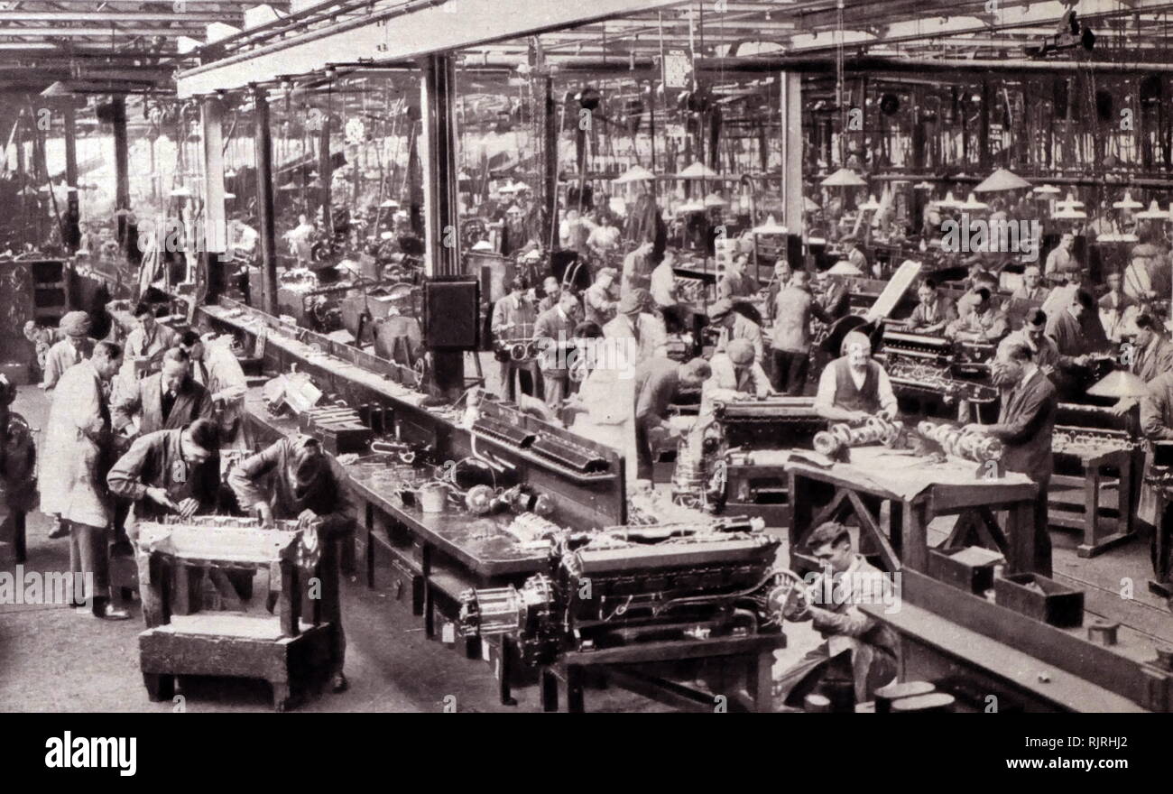 L'usine Rolls Royce aero-engine à la Derby, Angleterre vers 1933 Banque D'Images