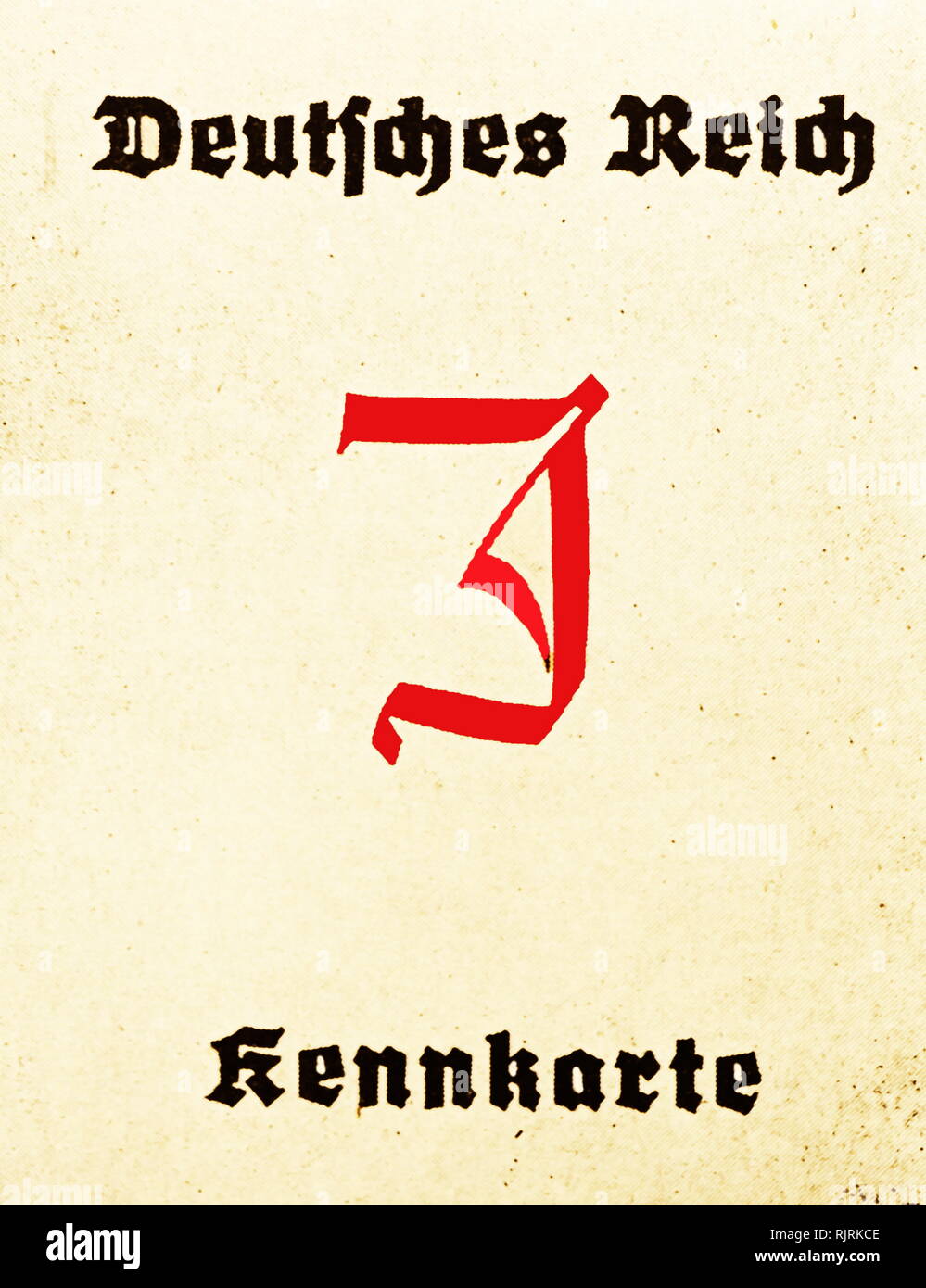Carte d'identité des personnes juives (Deutsches Reich) Kennkarte, marquée par 'J' Judes (juif), l'Allemagne nazie, 1938 Banque D'Images