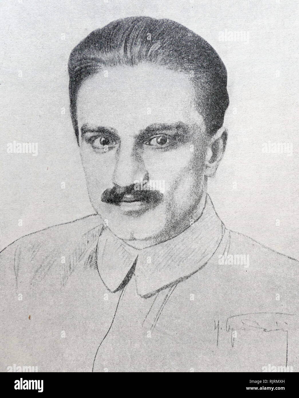 Dessin d'Anastas Mikoyan (1895 - 1978), révolutionnaire arménienne soviétique, et homme d'État, au cours des mandats de Lénine, Staline, Khrouchtchev et Brejnev. Il était le seul homme politique soviétique qui a réussi à rester au plus haut niveau de pouvoir au sein du parti communiste de l'Union soviétique, que ce pouvoir a oscillé entre le Comité Central et le Bureau politique, à partir de la fin de l'article de Lénine, tout au long de l'ère de Staline et Khrouchtchev, jusqu'à sa retraite paisible après le premier mois de la règle de Brejnev. Banque D'Images