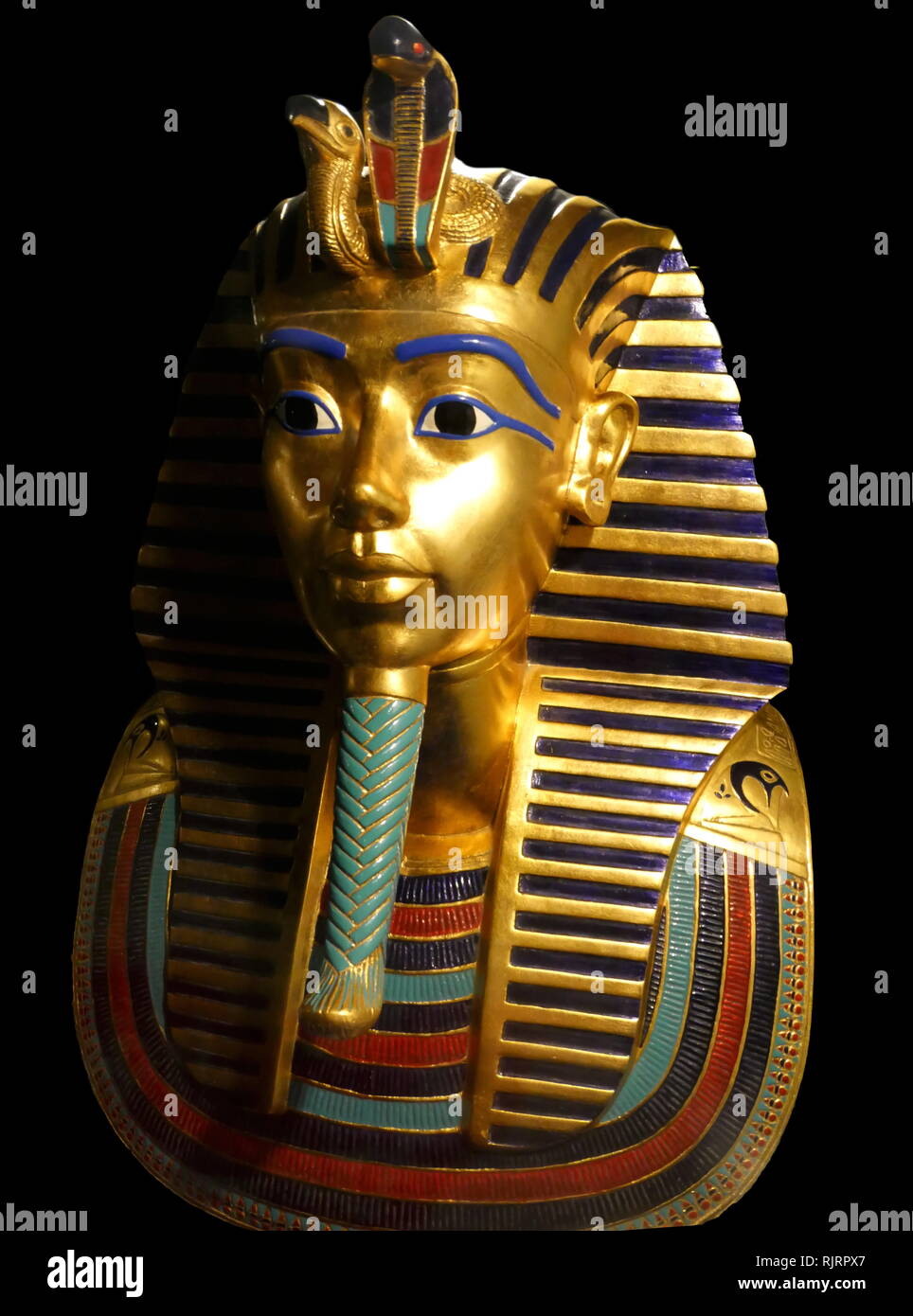 Replica or Masque de mort du roi Toutankhamon, pharaon égyptien de la xviiie dynastie (jugé c. 1332-1323 BC. Banque D'Images