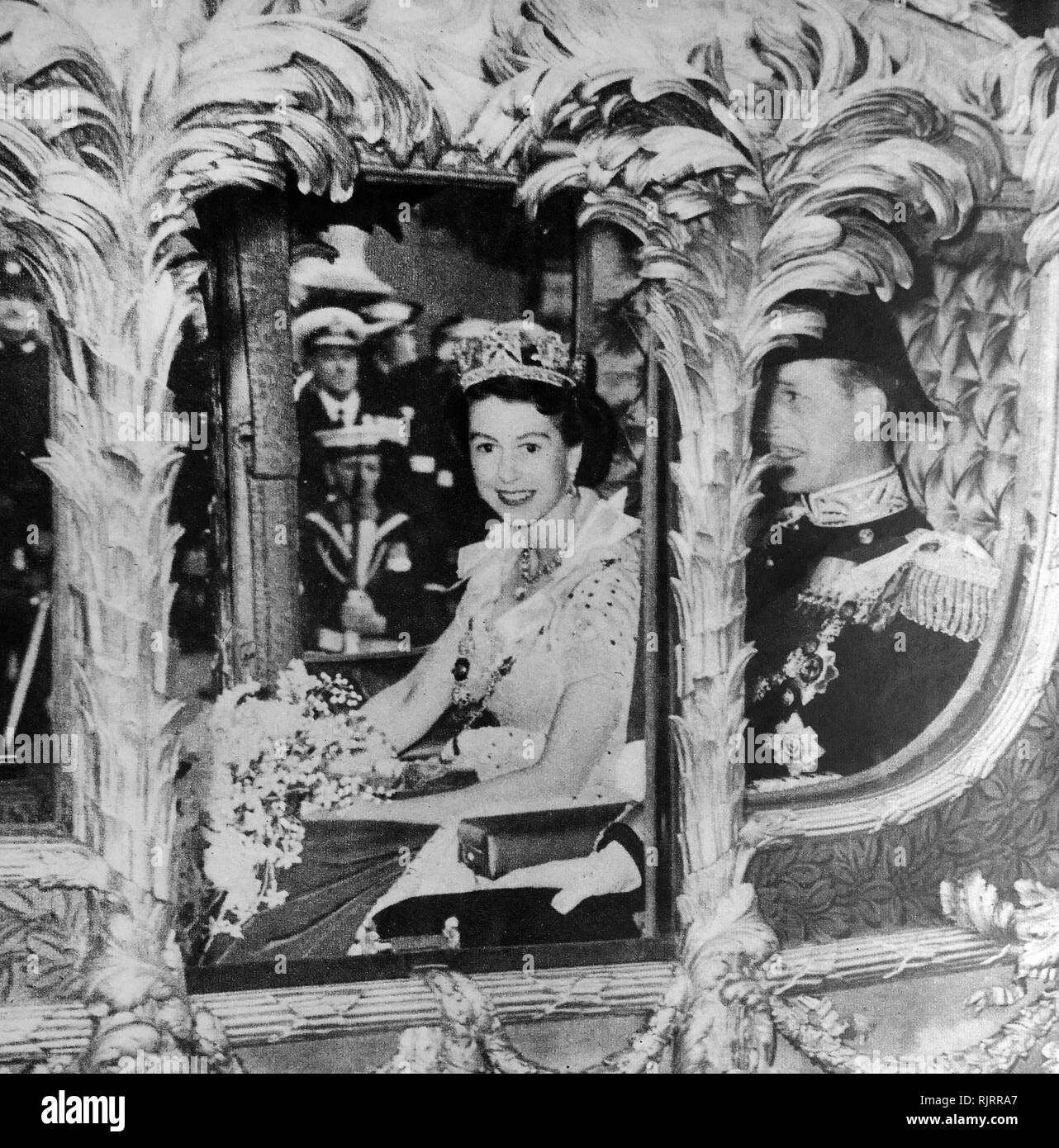 La reine Elizabeth II lors de son couronnement. 1953&# 13 ;&# 10 ; Banque D'Images