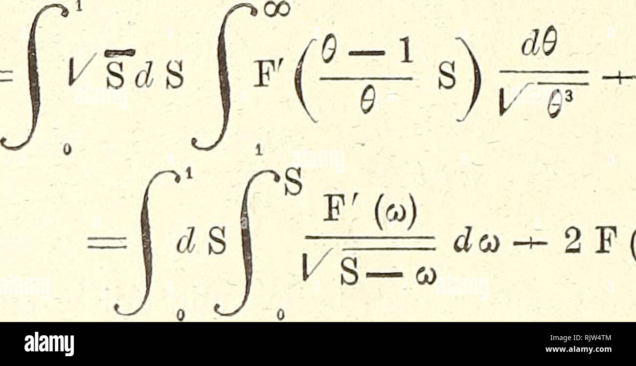 . Atti della Accademia Nazionale dei Lincei. .-('-5)(-d&gt ; e par l  = oo si ha lim l^'X,  = 00 e lim 1, si concluderÃ ^M subito che : 00 ^1 indipendentemente dalla esistenza 0 nÃ² della derivata di F (H). Del resto, indicando ancora conila densitÃ della Massa stessa su ogni ellisse : a' (1 - S) b'- (1 - S) omotetica alla ellisse, données e ricordando che l'area elementare ttc fra due di queste ellisse consécutives (S), (S â dS) e -MTA, si puÃ² anche dire che : e quindi nel caso dans cui F (H) ammette una derivata che soddisfa alle condizioni poste sopra, si avrÃ anche : M :. 2 F (0)  = n)-^2Â¥ (0), Banque D'Images