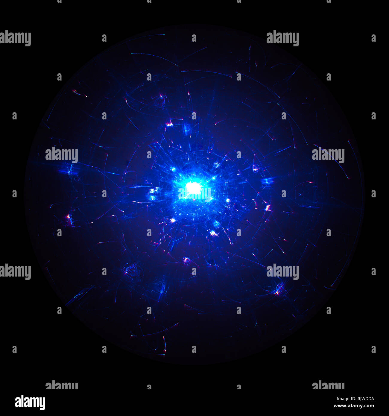 Les particules de haute énergie des orbitales ou autour d'un noyau. La mécanique quantique, l'antimatière, champ magnétique, singularité, ondes gravitationnelles et l'espace-temps Conc Banque D'Images