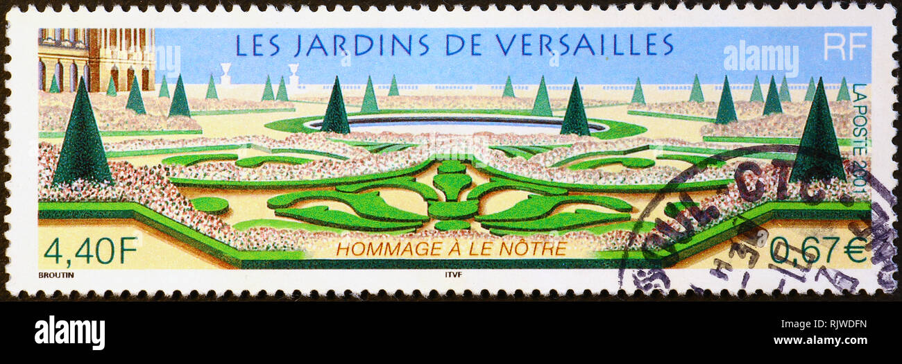 Jardins de Versailles le timbre-poste français Banque D'Images