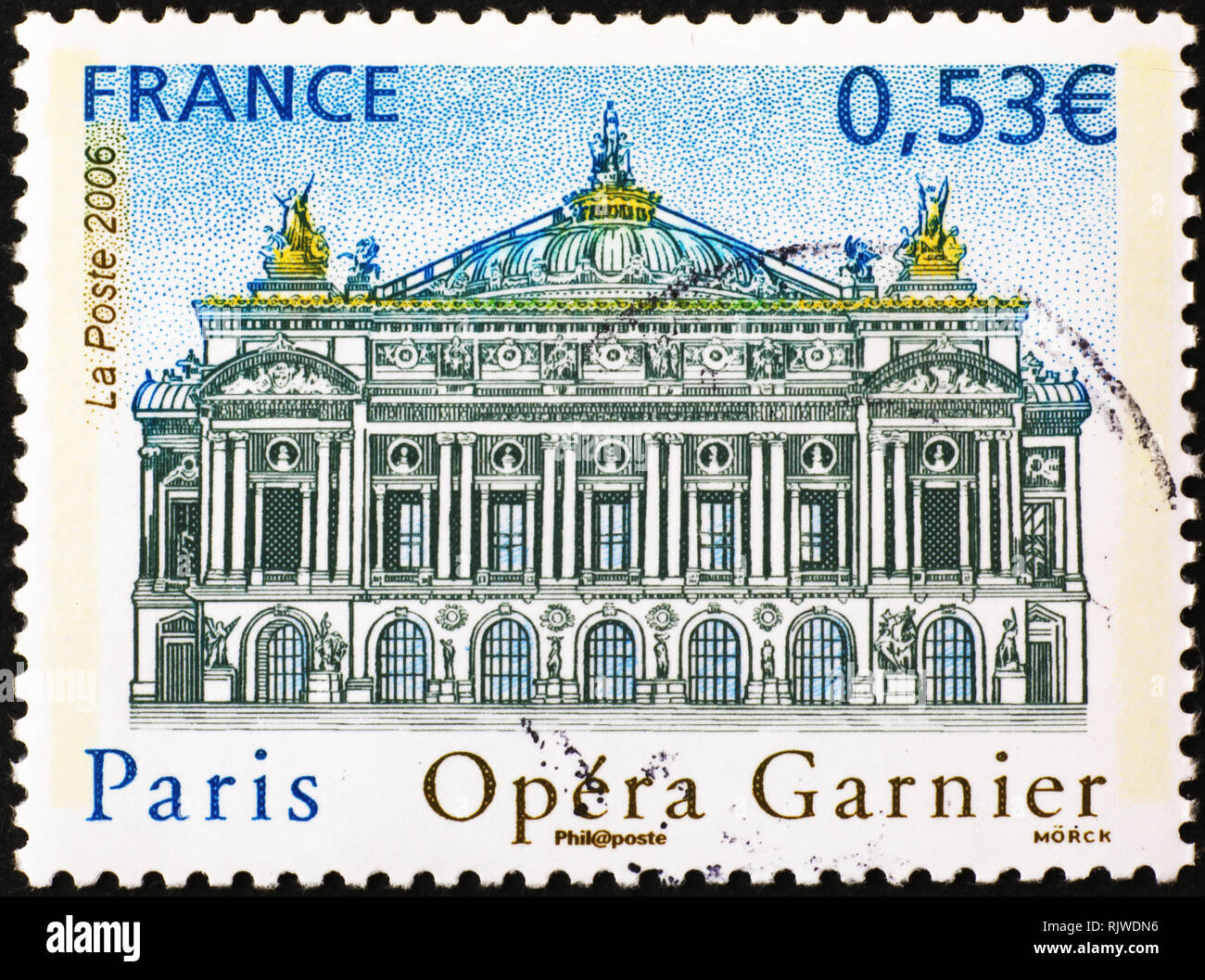 Paris Opera Garnier sur timbre-poste français Banque D'Images