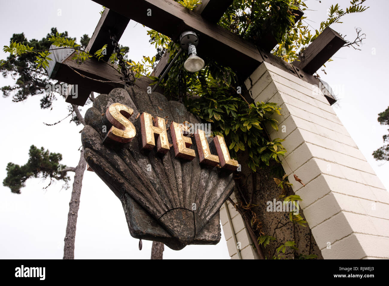 Station d'essence Shell. Carmel by the Sea. Banque D'Images