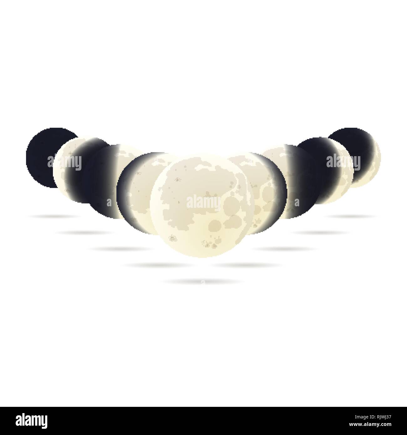 Concept des phases de lune avec différentes positions lunaire Illustration de Vecteur