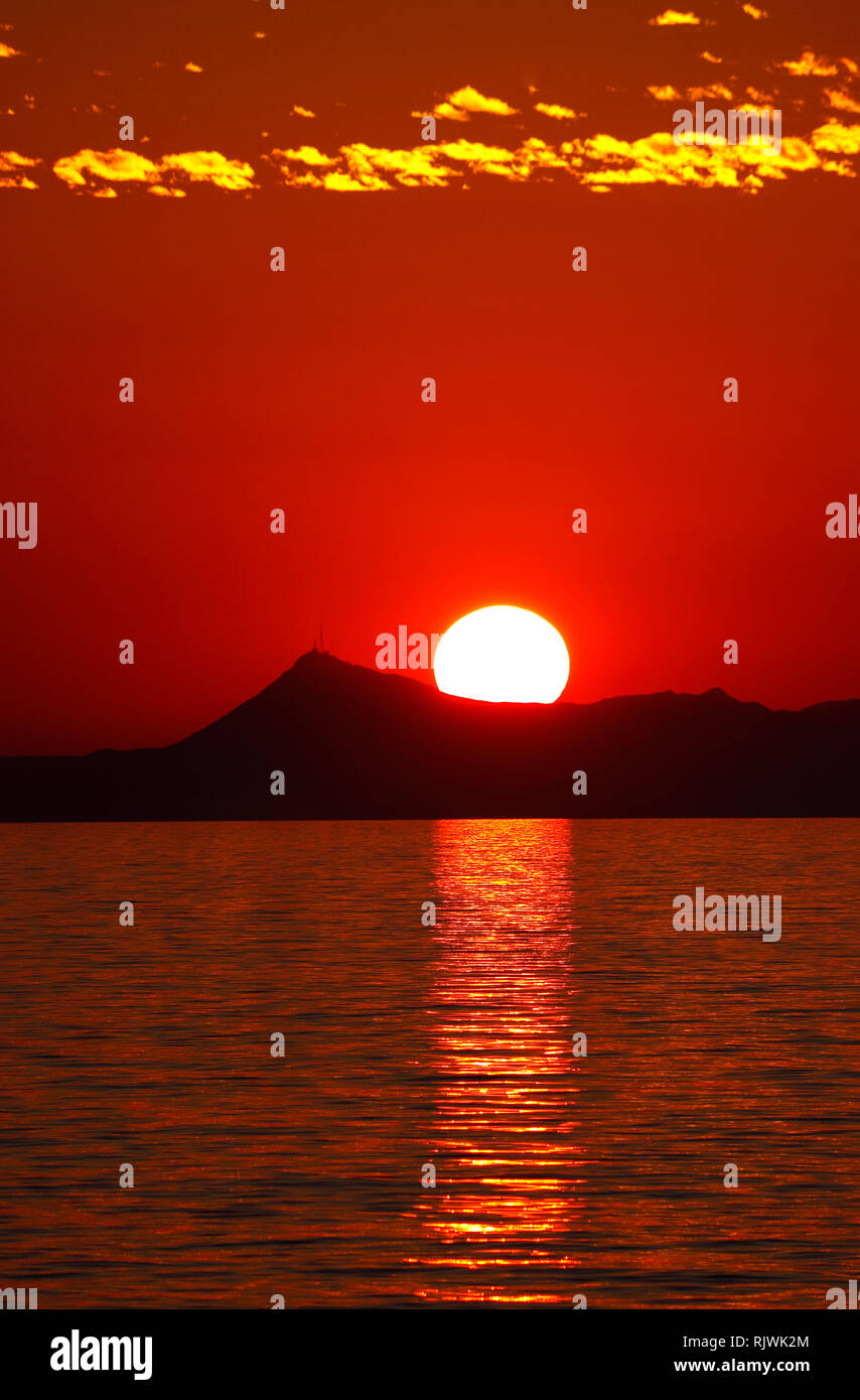 Coucher du soleil crétois. L'île grecque de Crète Banque D'Images