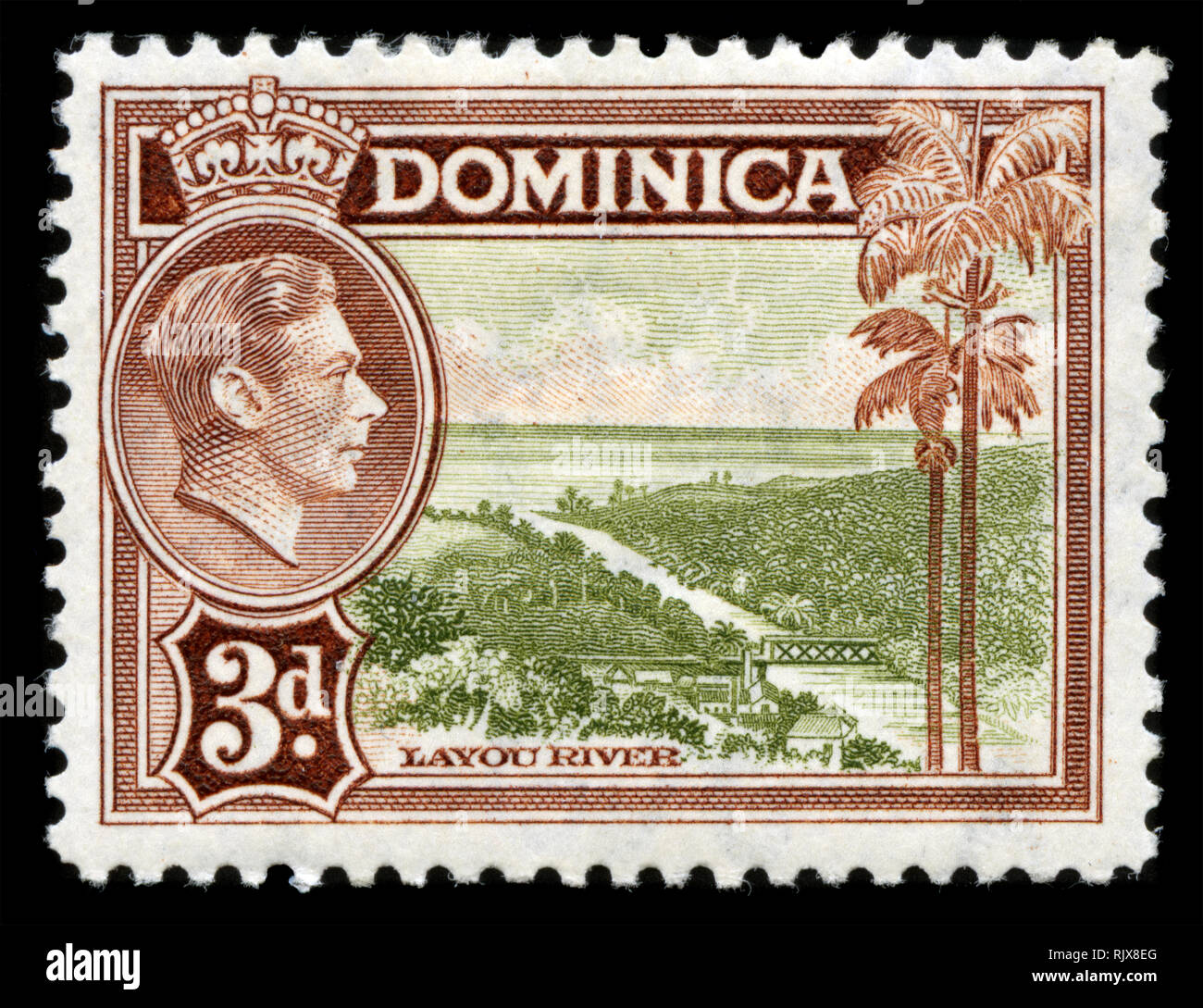 Timbre-poste de la Dominique dans le King George VI et scènes locales (1938-47) série émise en 1942 Banque D'Images