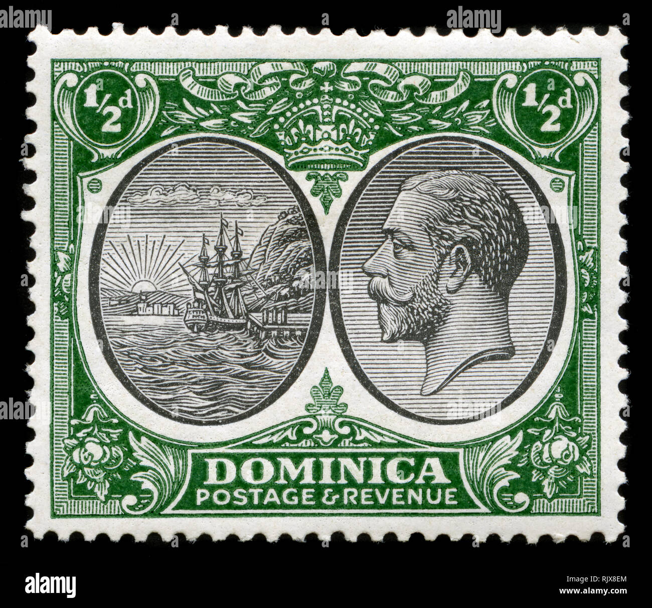 Timbre-poste de la Dominique dans le joint de la colonie série émise en 1923 Banque D'Images