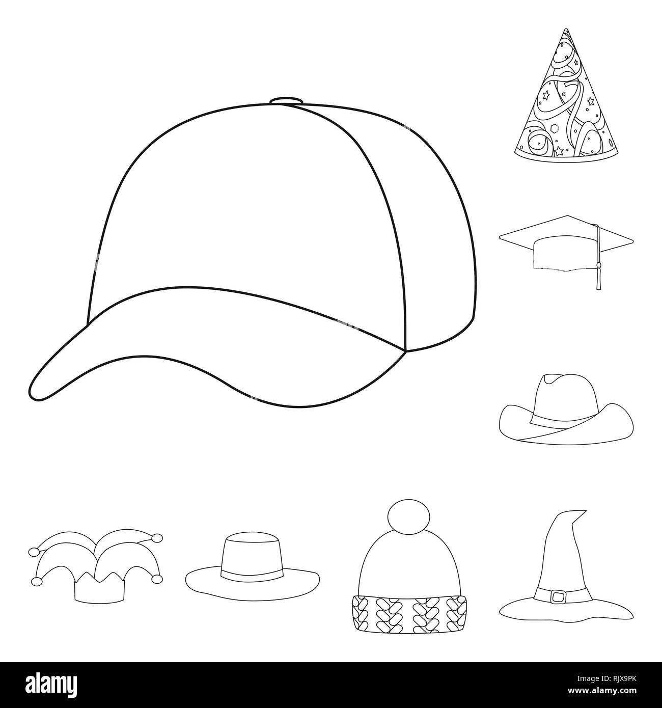 Objet isolé de coiffures et napper l'icône. Ensemble de harnais et casque stock vector illustration. Illustration de Vecteur