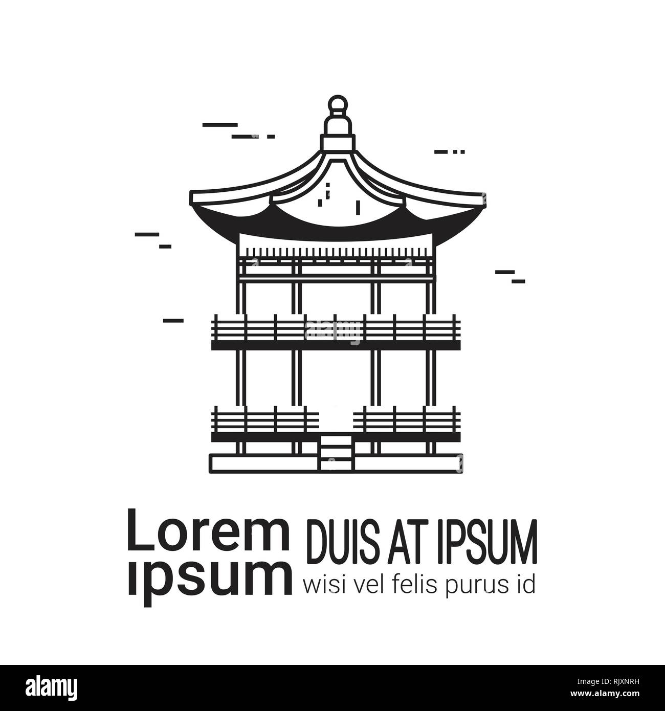 Palais de Corée, croquis dessinés à la main, célèbre monument de Séoul Illustration de Vecteur