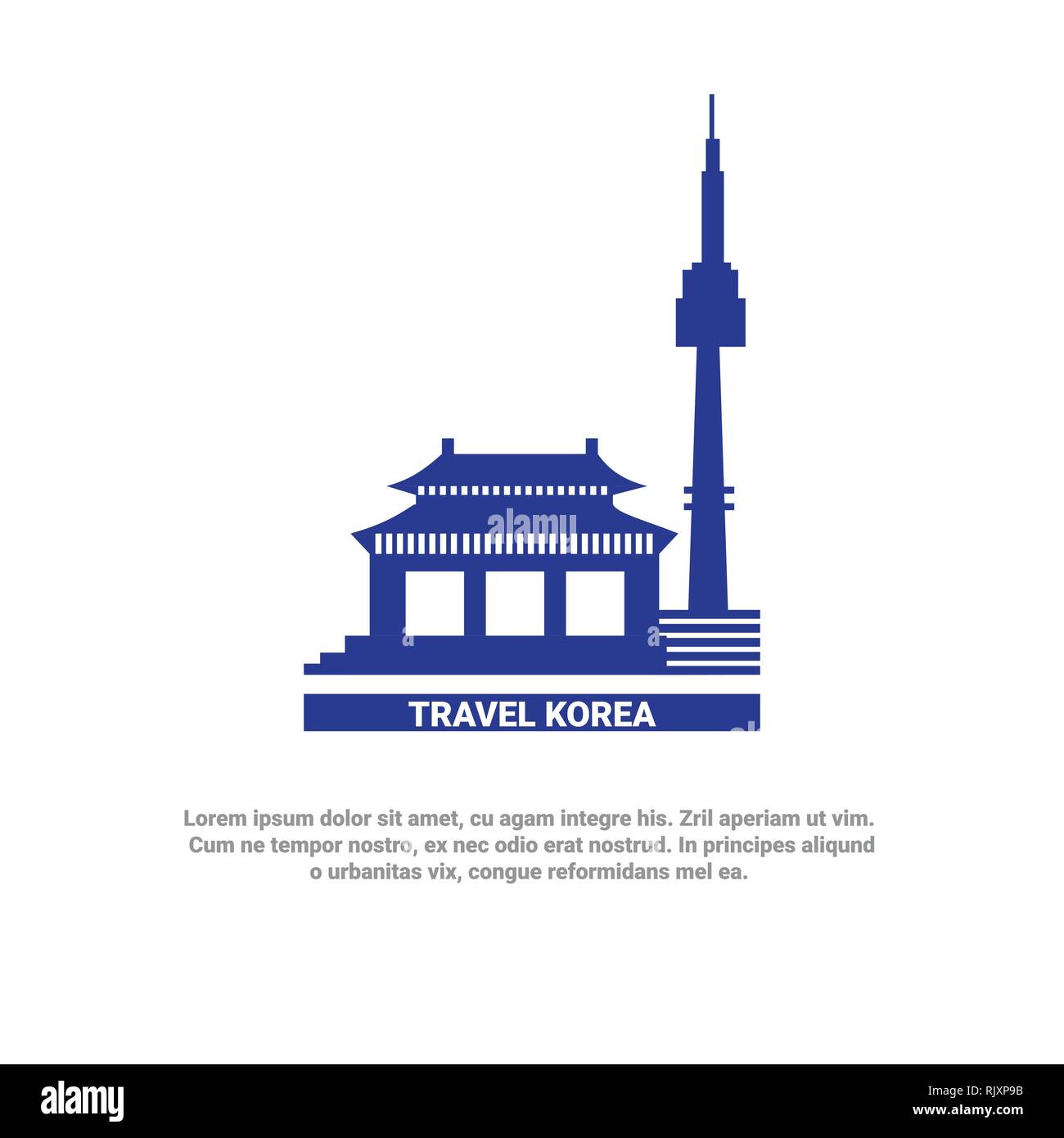 Voyage Corée Séoul affiche l'icône Silhouette de repère Illustration de Vecteur