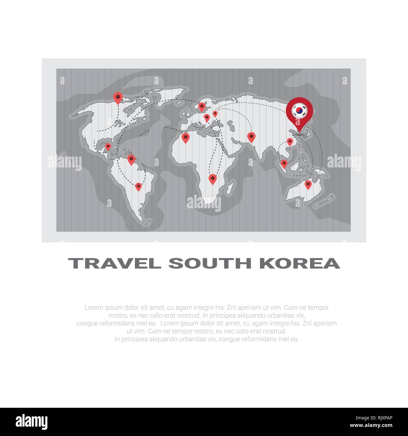 Voyage Corée du Sud Poster World Map Background Tourisme Poster With Copy Space Illustration de Vecteur