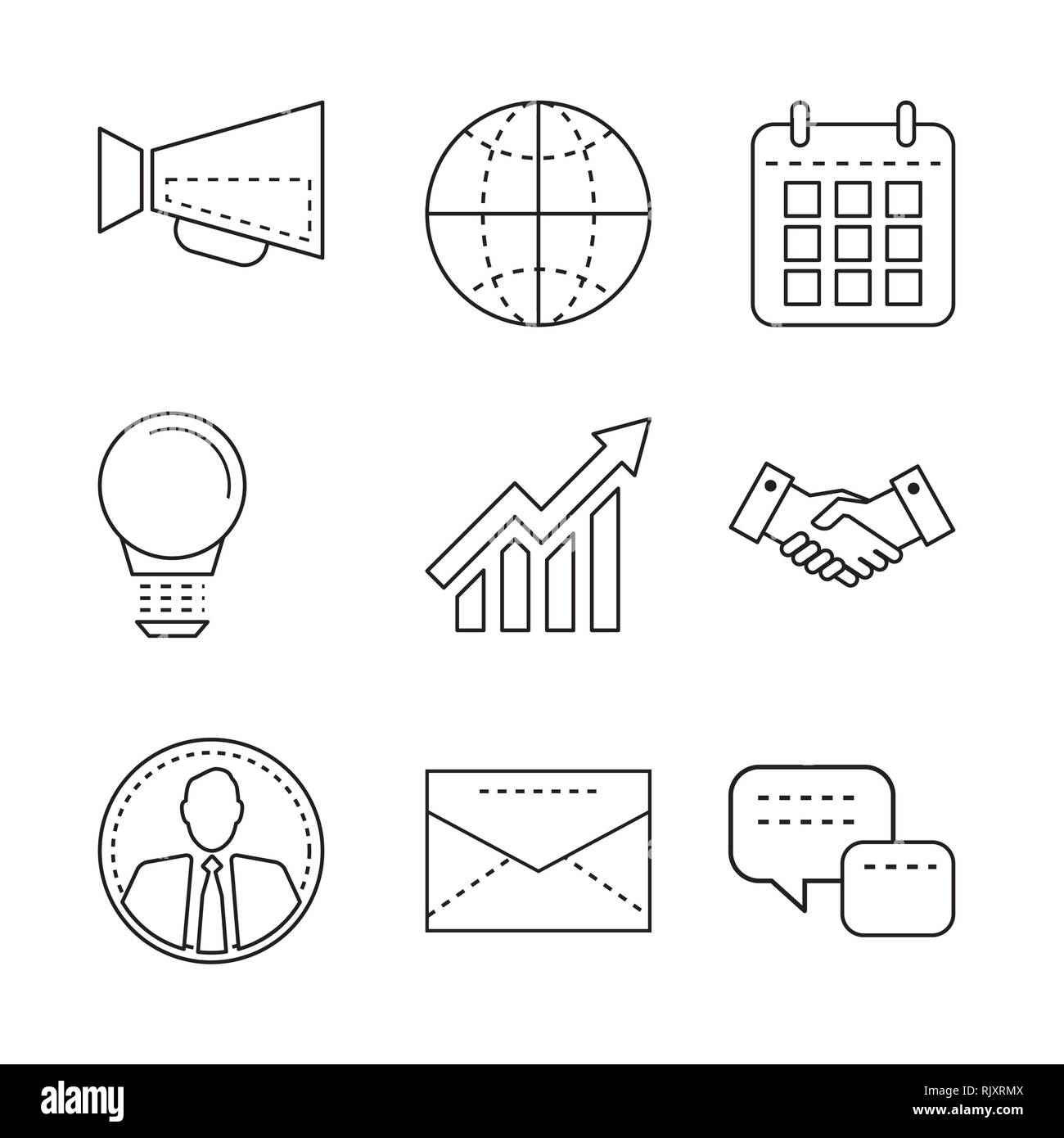 Business icons set avec les éléments de ligne fine pour mobile, d'applications web, infographie et conception. Illustration de Vecteur