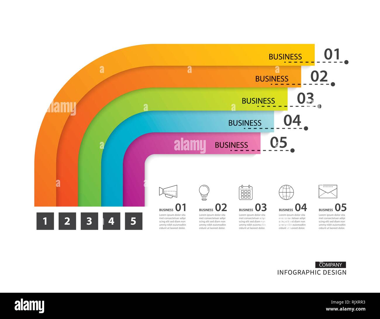 Chronologie de la route d'infographies avec 5 modèle d'étape chemin arrière-plan. Illustration de Vecteur
