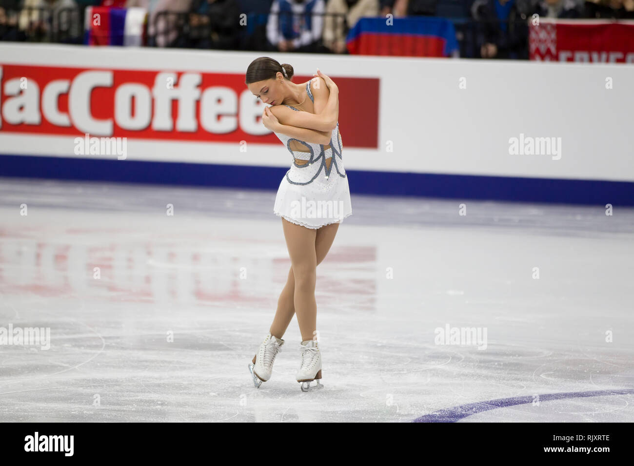 Biélorussie, Minsk, Ice Arena, le 25 janvier 2019. Championnat d'Europe de patinage artistique.La figure skater Natasha Mсkay effectue programme libre Banque D'Images