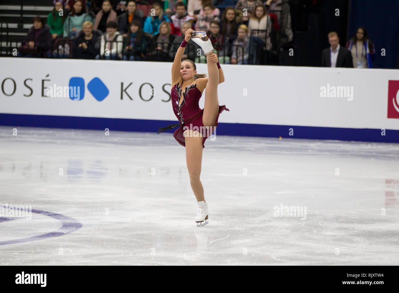 Biélorussie, Minsk, Ice Arena, le 25 janvier 2019. Championnat d'Europe de patinage artistique. L'Azerbaïdjan, la patineuse artistique canadienne Ekaterina Ryabova effectue programme libre. Banque D'Images