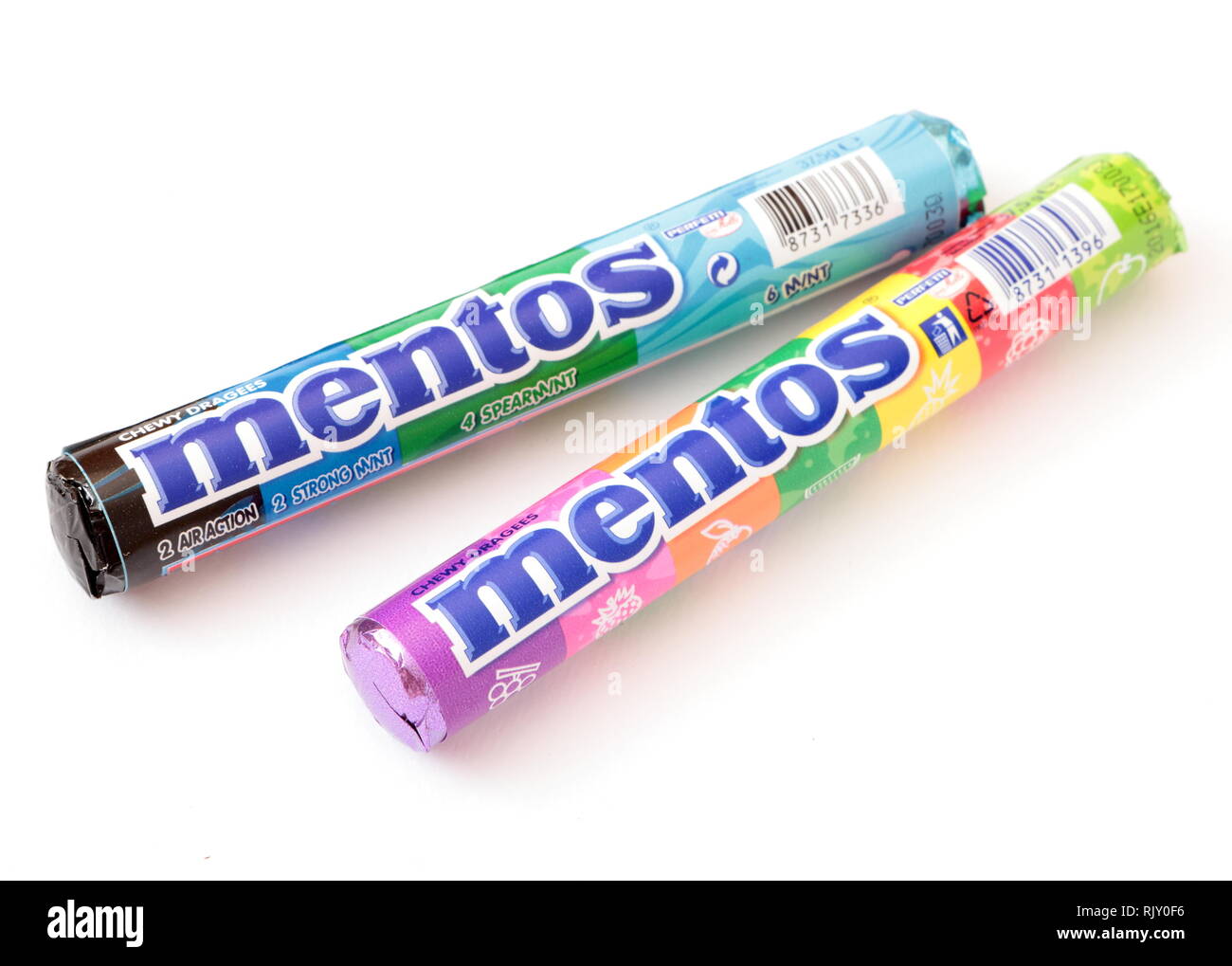 République tchèque - 23 août 2014 : Mentos chewy candy faites par Perfetti Van Melle. Usage éditorial uniquement. Rédaction d'illustration. Banque D'Images