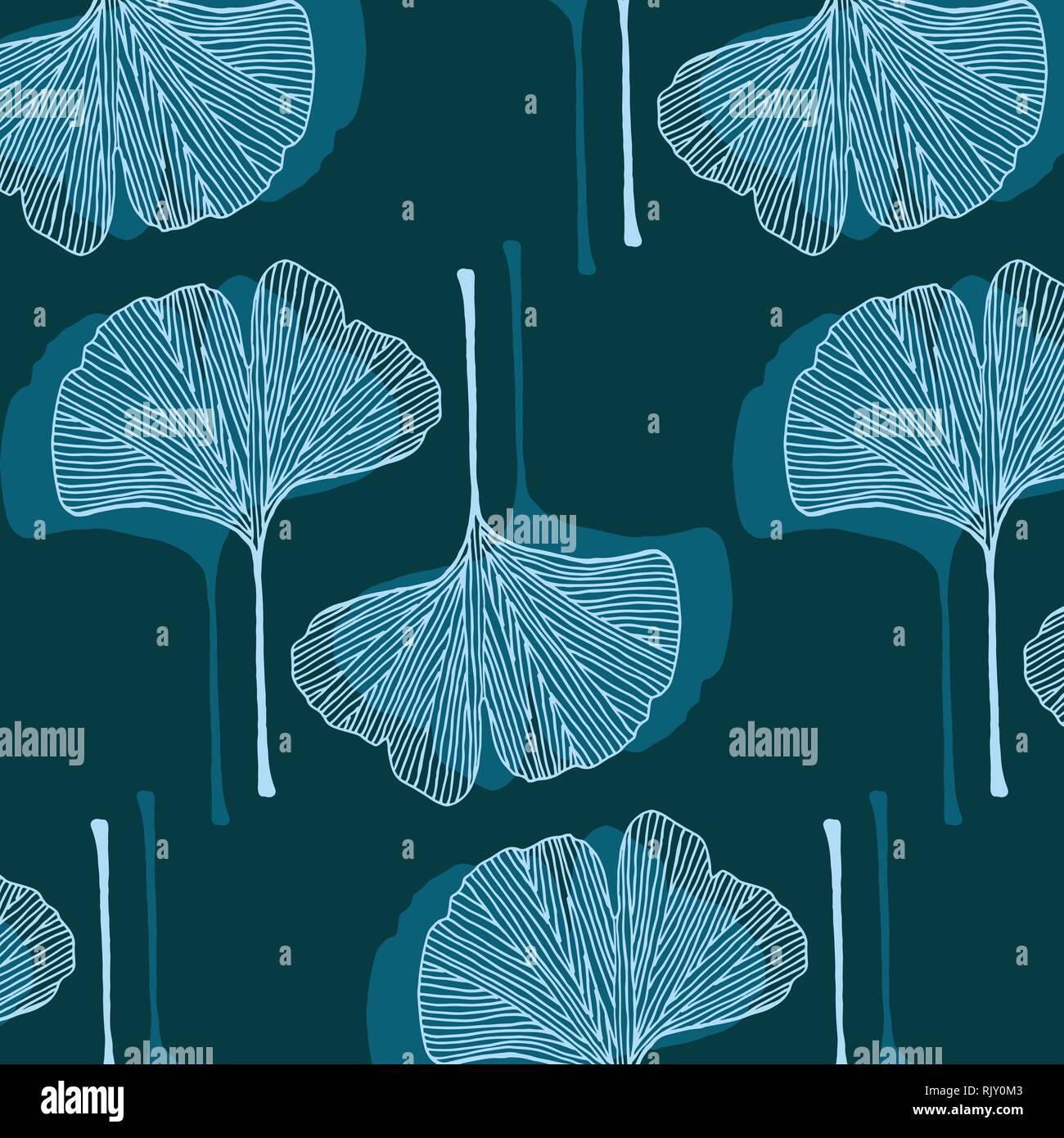 Feuilles De Ginkgo En Modèle Vectoriel Palette Couleurs Bleu