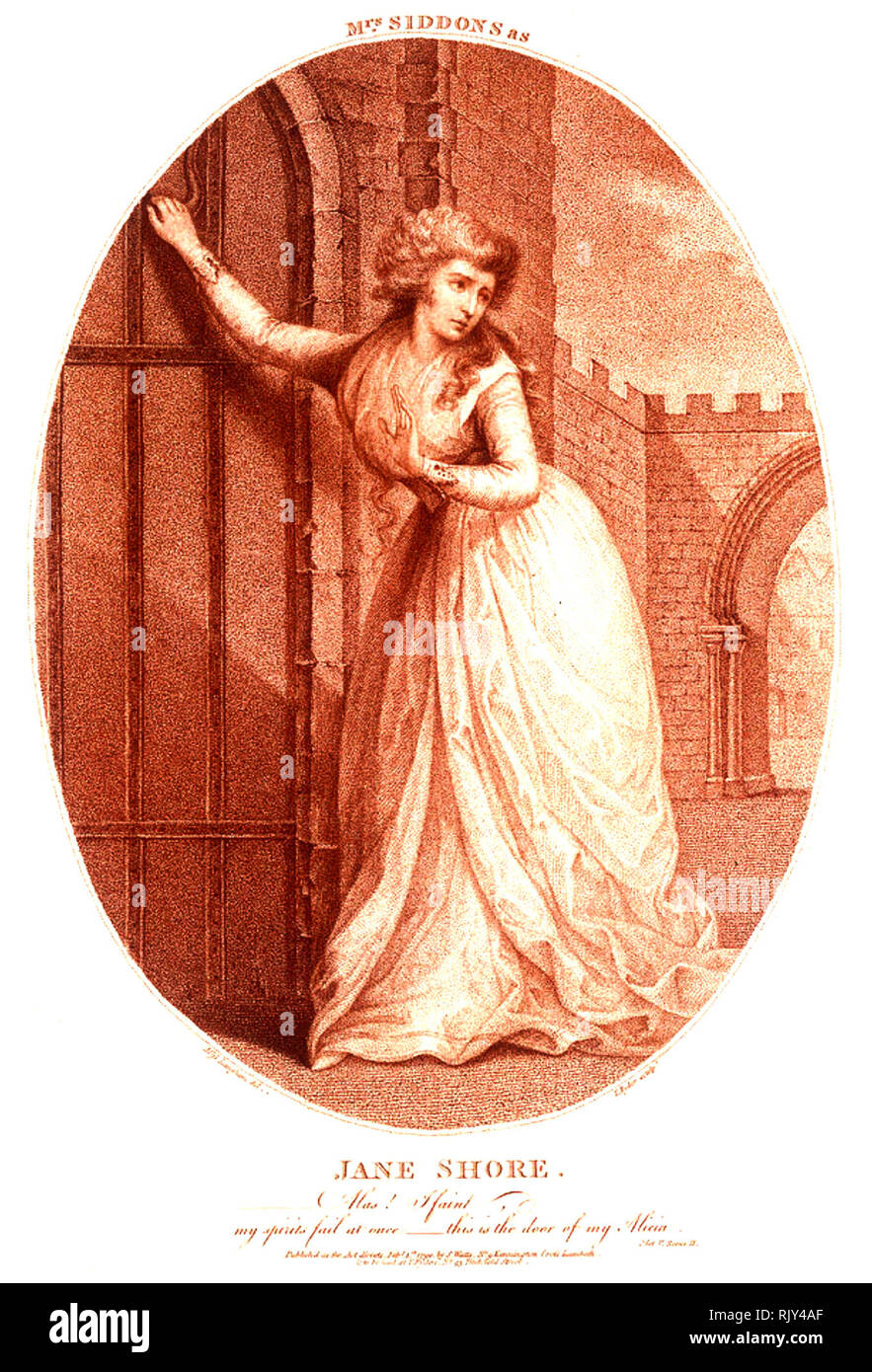 SARAH SIDDONS (1755-1831) Actrice tragique gallois en 1714 dans le rôle titre de "La tragédie de Jane Shore' par Nicholas Rowe Banque D'Images