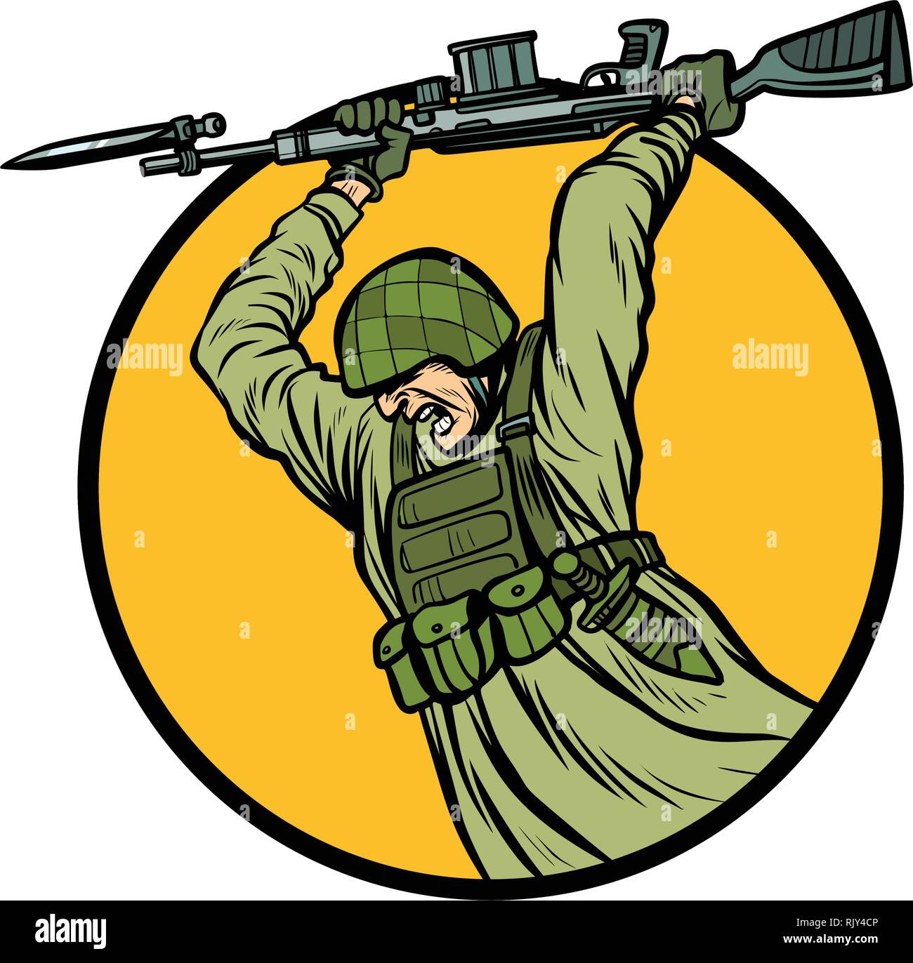 Combat à la baïonnette symbole des soldats en guerre. Illustration de Vecteur